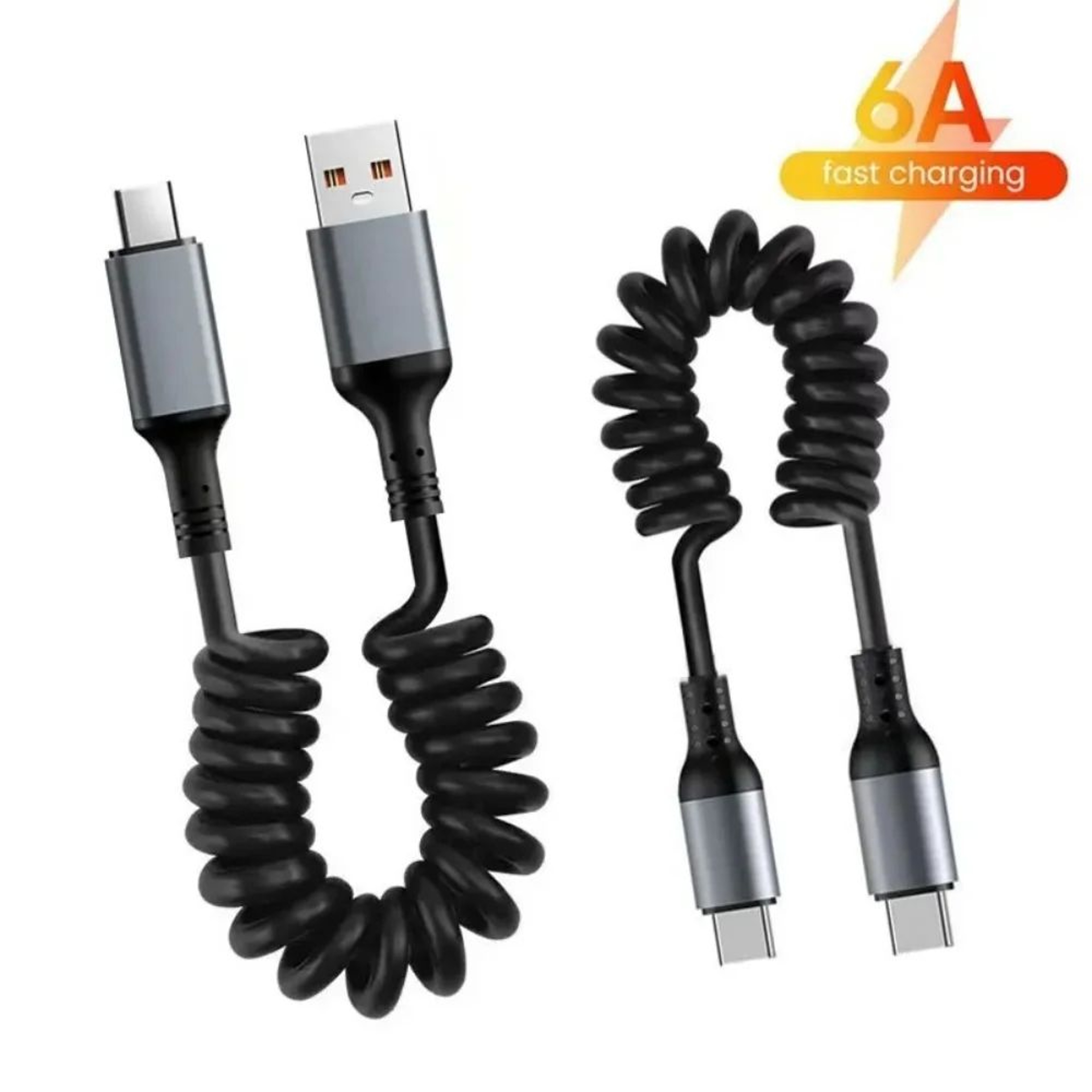 66W Fast Charging Retractable USBC Cable  PD TypeC Spring Charger Cord 0
