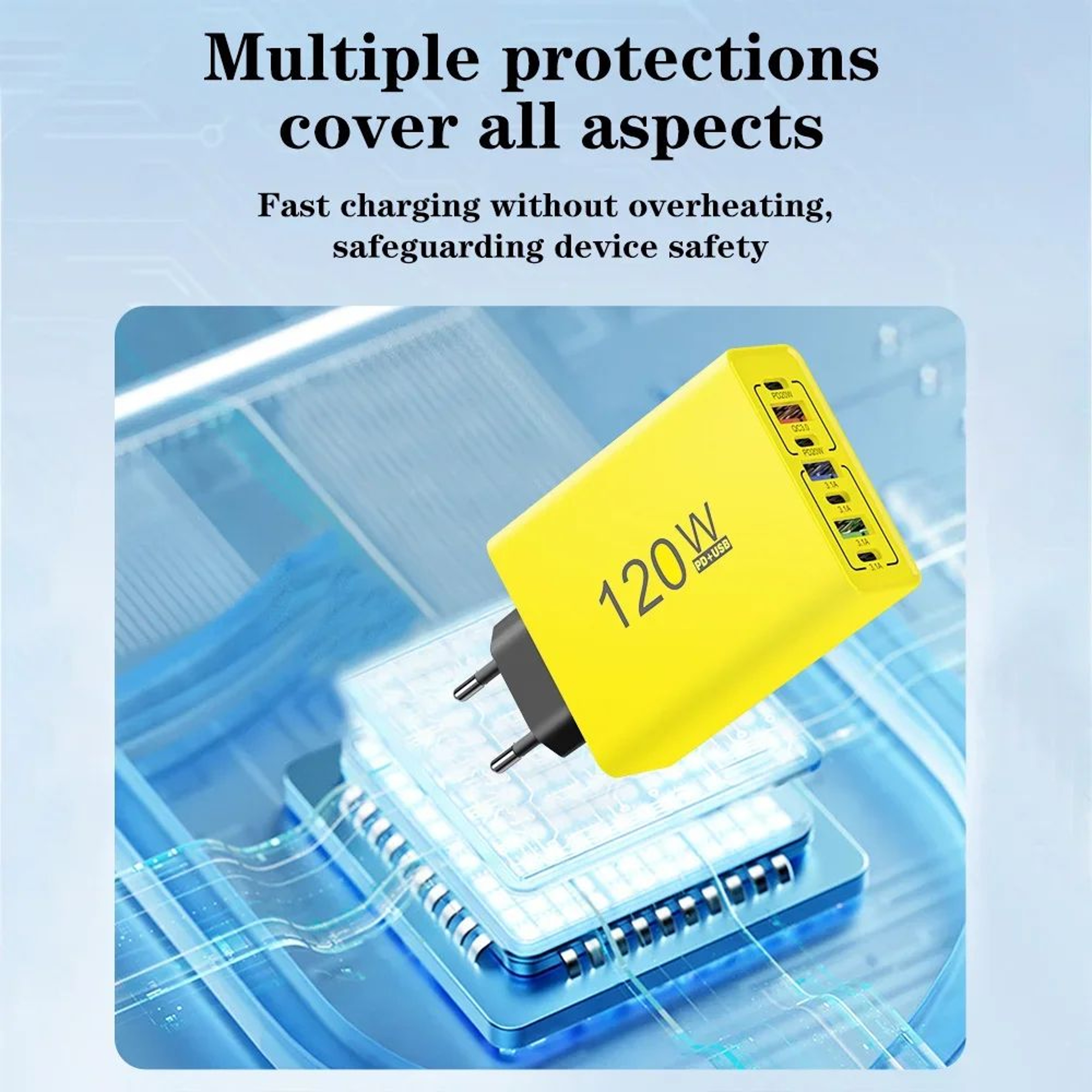 120W USB C Charger MultiPort Fast Charging Adapter For IPhone Samsung  More 3