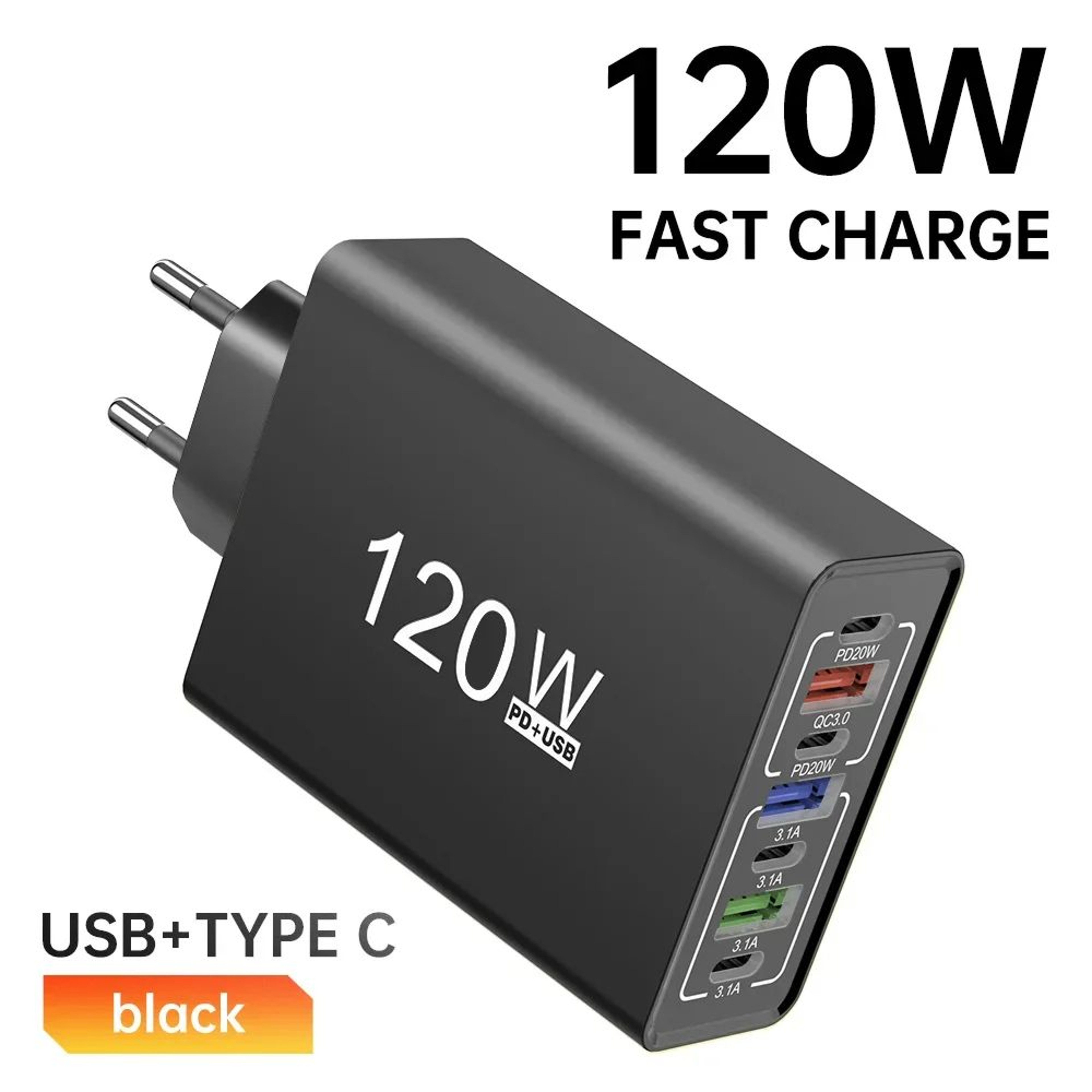 120W USB C Charger MultiPort Fast Charging Adapter For IPhone Samsung  More 8