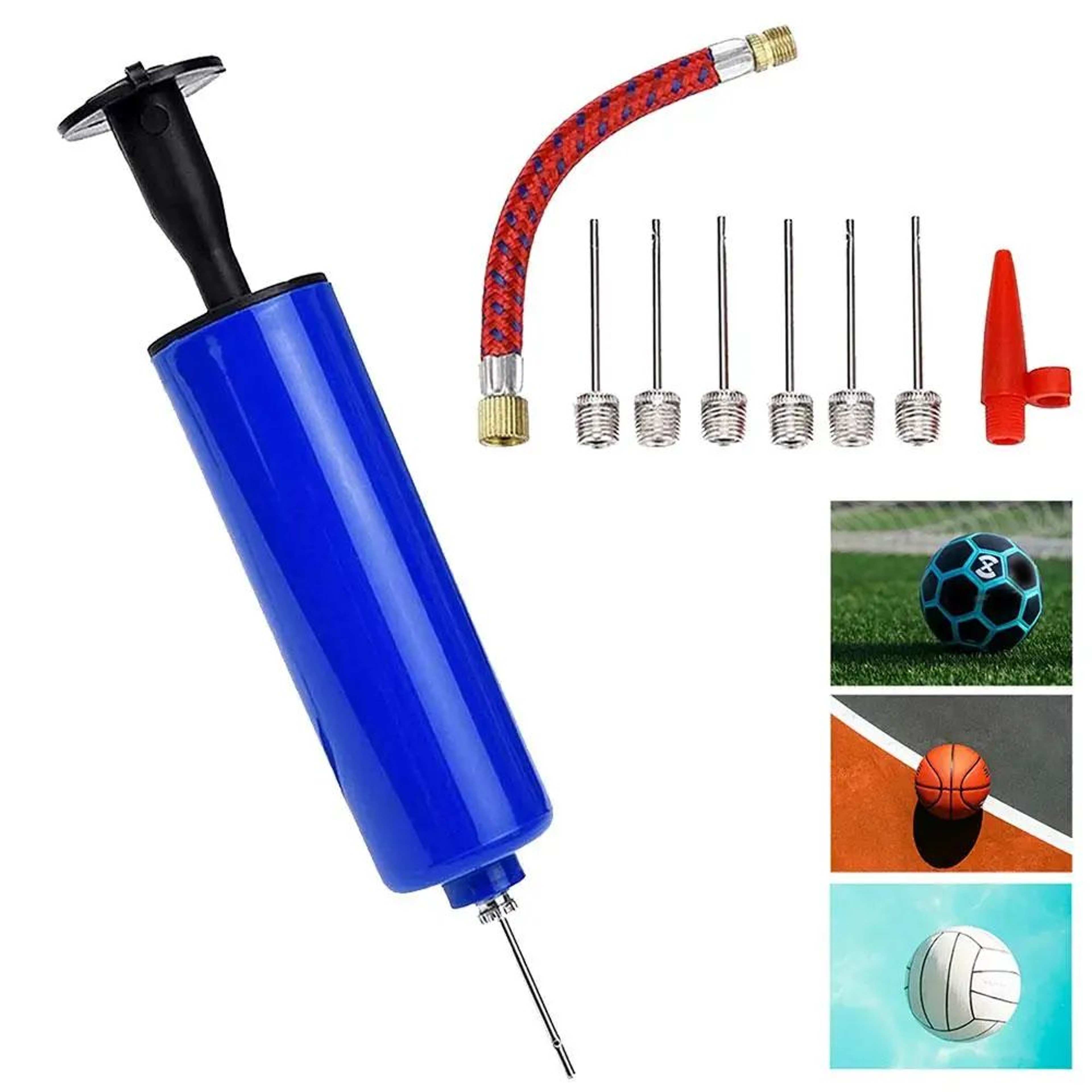 Portable Ball Pump With Flexible Hose  Quick Inflate Basketball Pump For All Sports 0