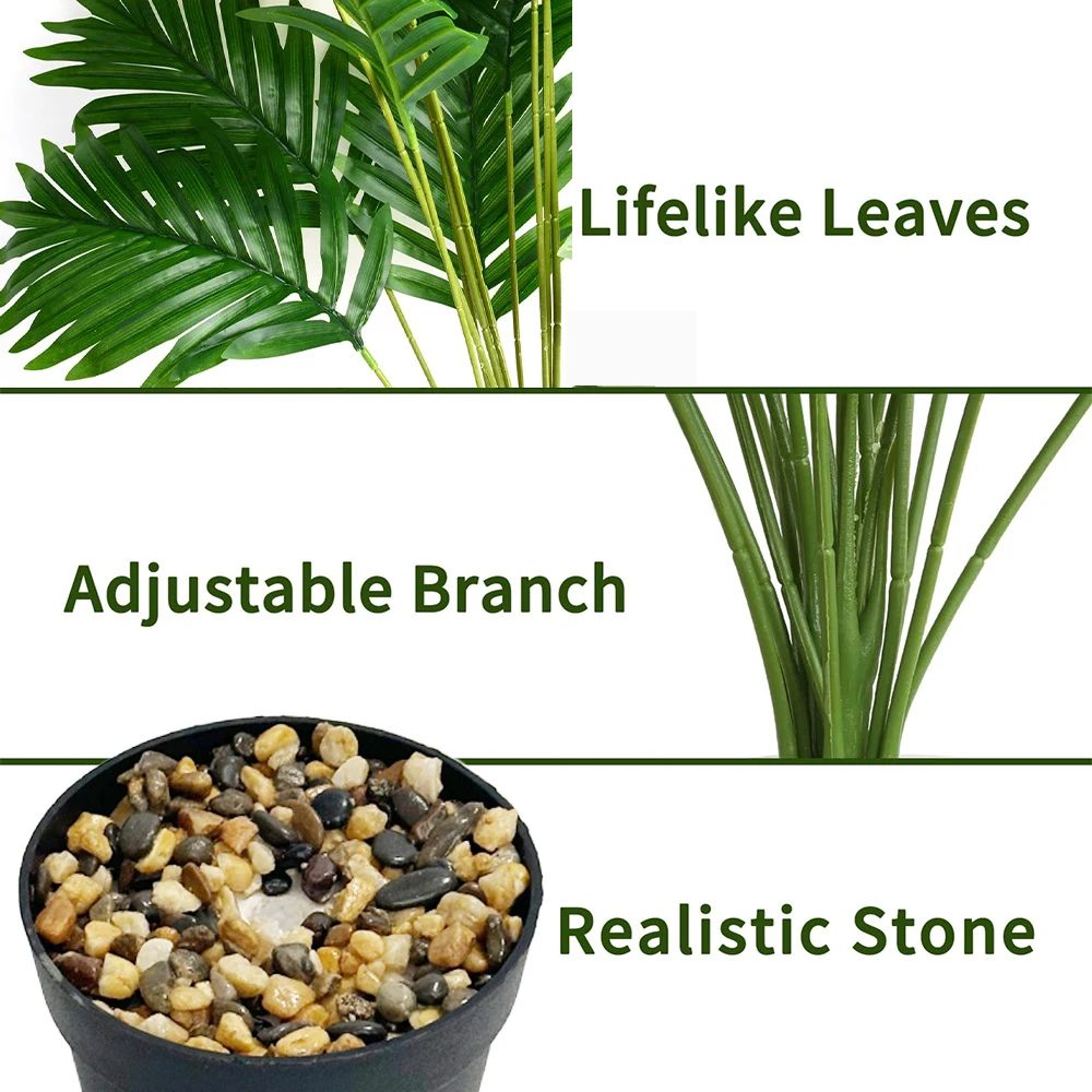 Artificial Areca Palm Tree In Pot  Lush Faux Indoor Plant Decor For Home  Office 3