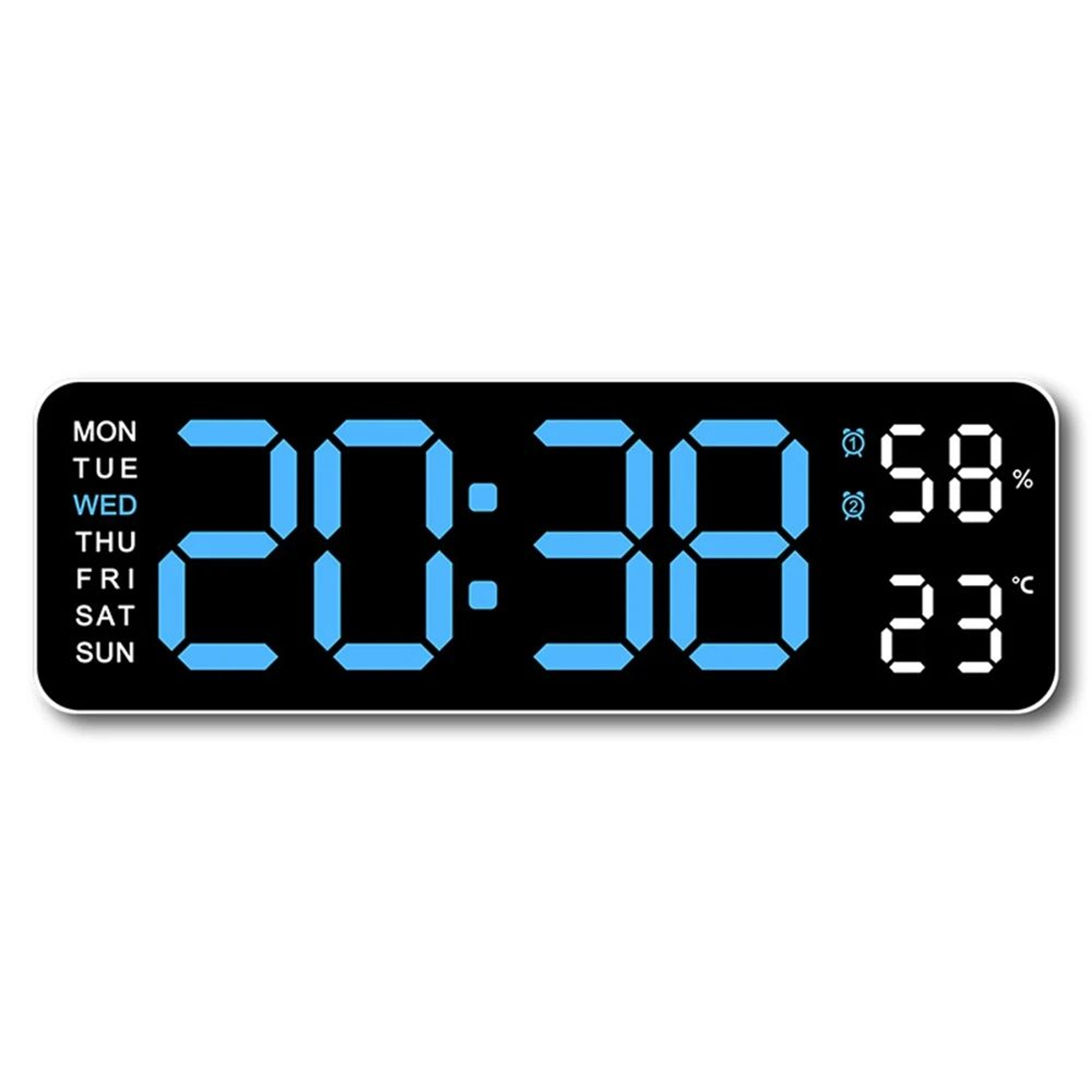 9Inch Large Digital Wall Clock With Temperature Humidity  AutoDimming Alarm Display 7