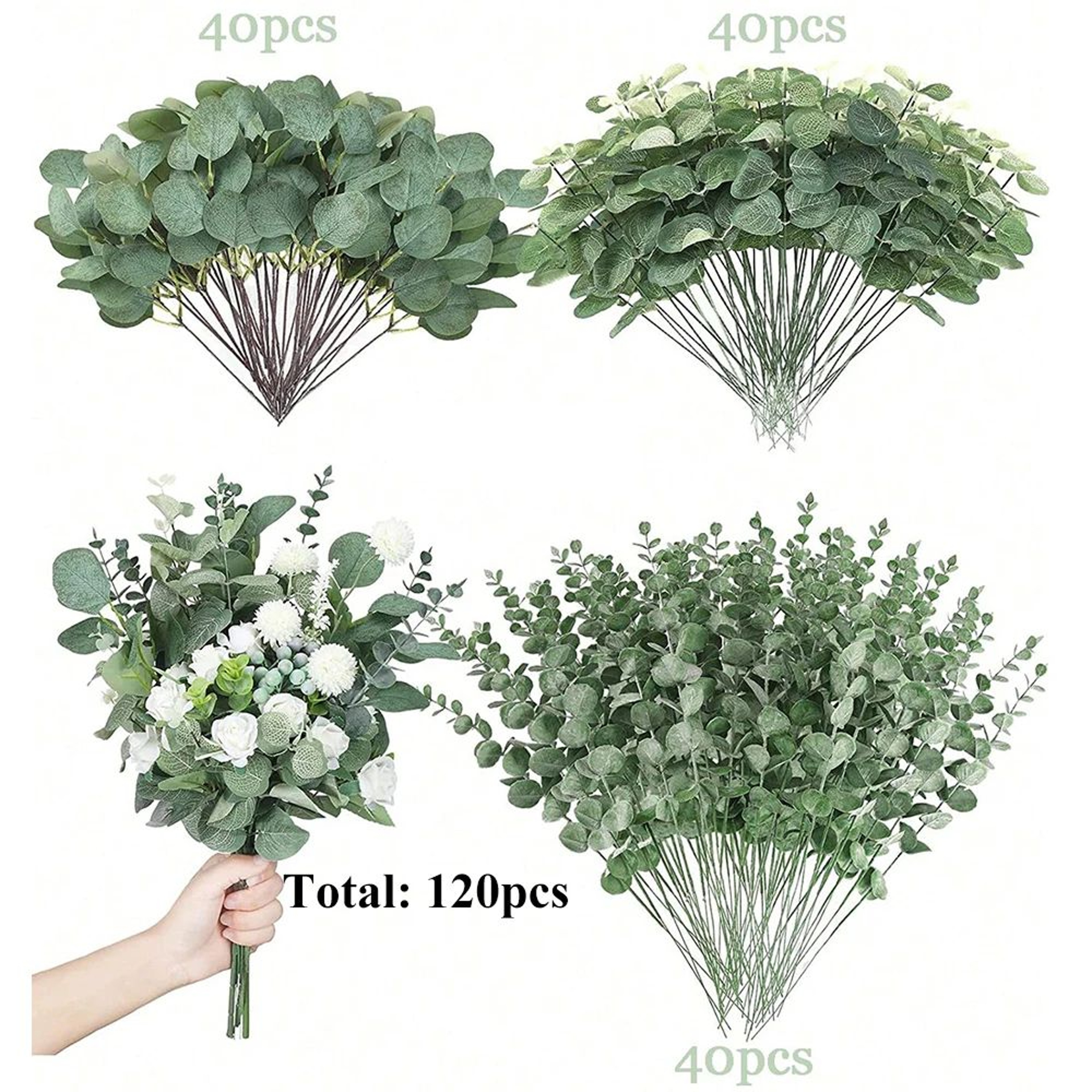 Artificial Eucalyptus Stems Set  Realistic Faux Eucalyptus Bouquet For Wedding  Home Decor 6