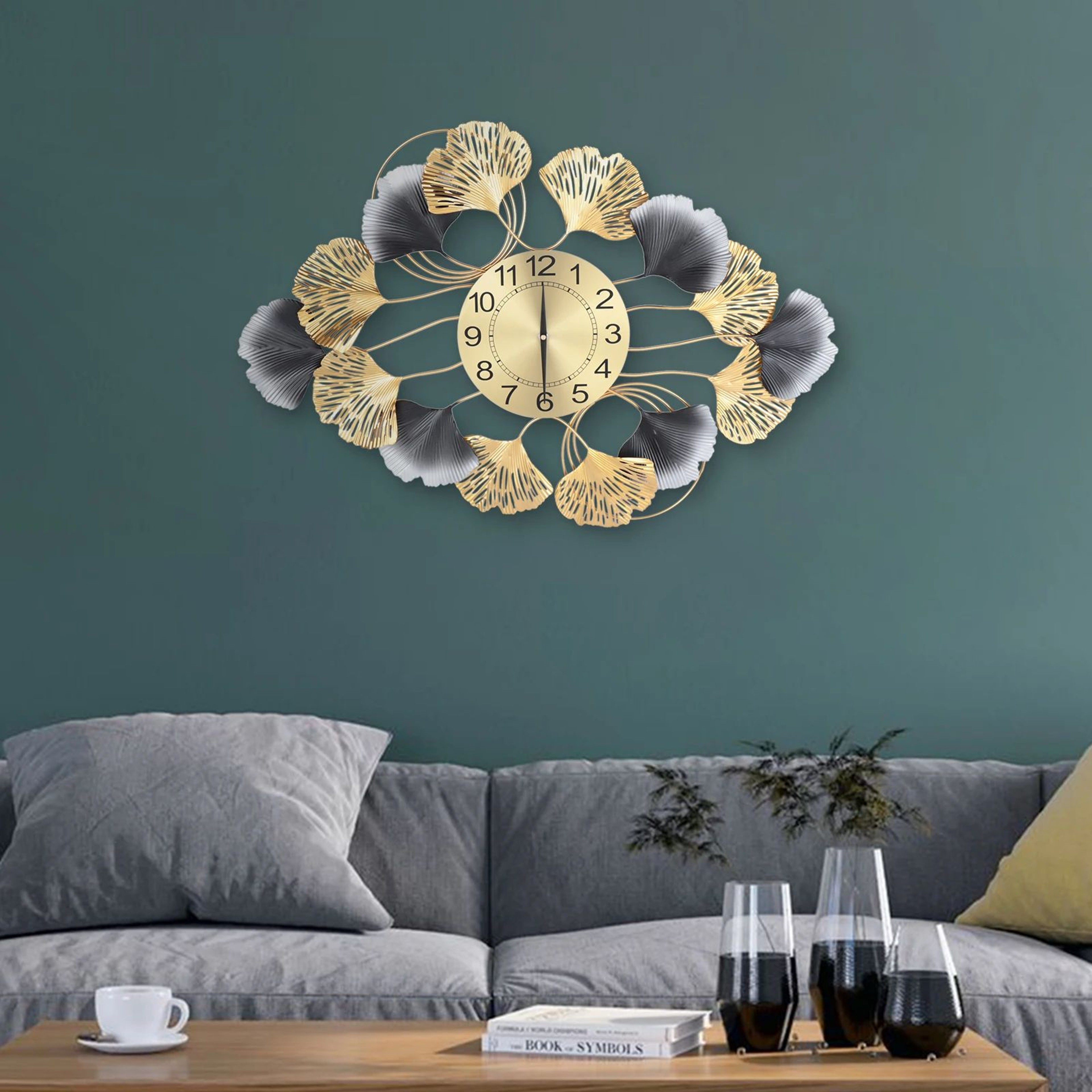 Modern Gold Statement Large Wall Clock For Living Room Decor 0