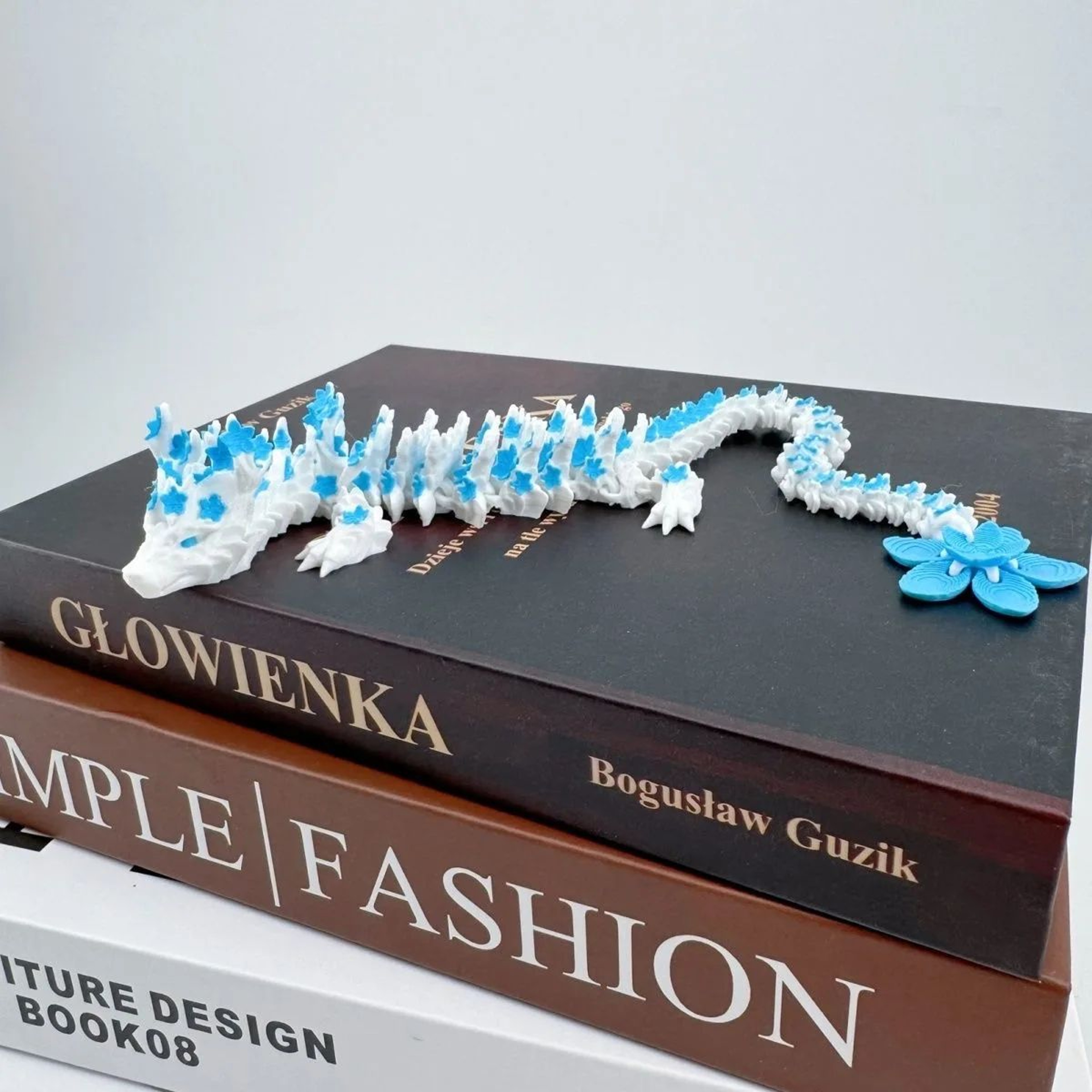 Cherry Blossom 3D Printed Dragon Articulated Figure  Flexible Fantasy Desk Decor  Gift 3