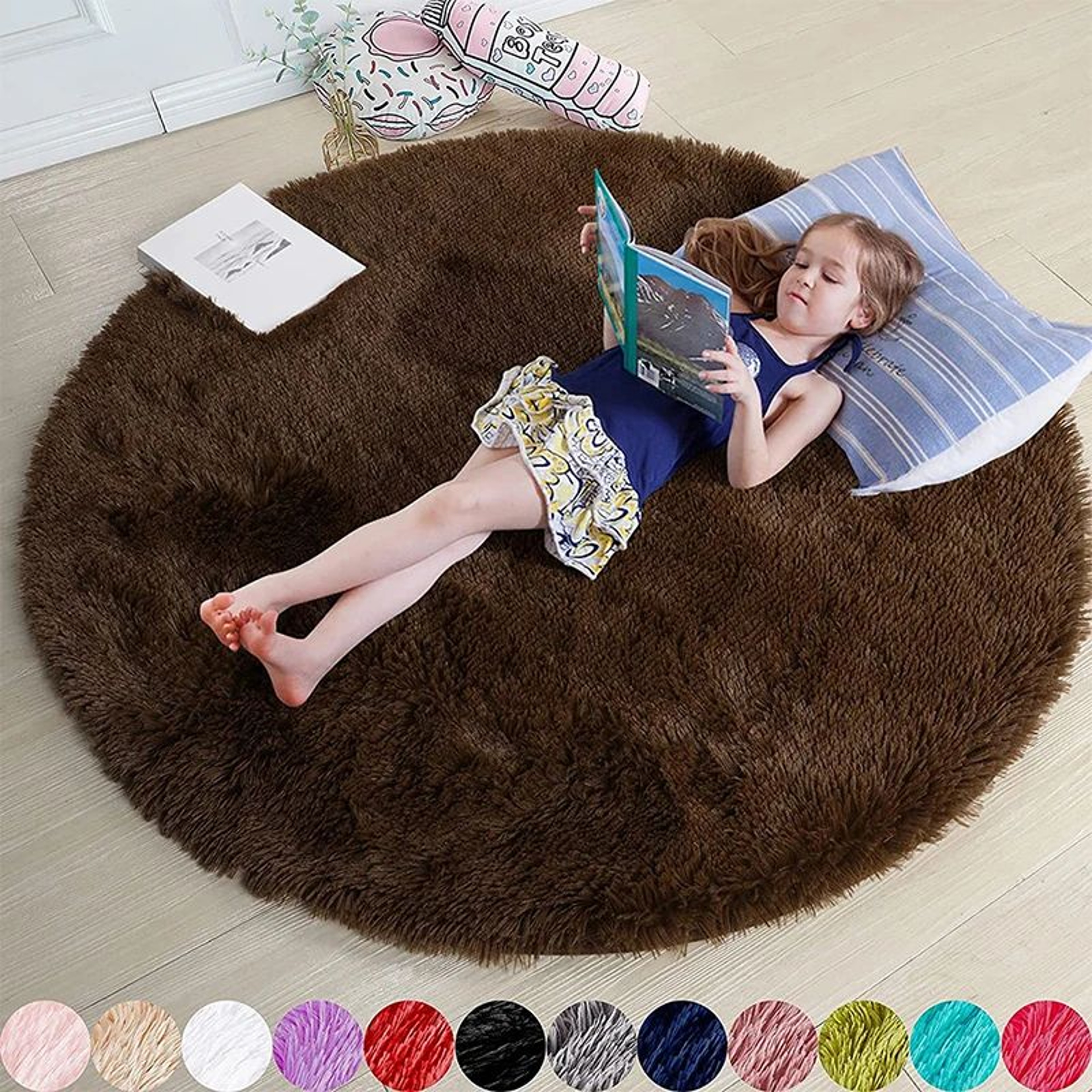 Blush Cloud Fluffy Round Rug  Soft Plush Shaggy Bedroom Carpet For Kids  Cozy Living Spaces 4