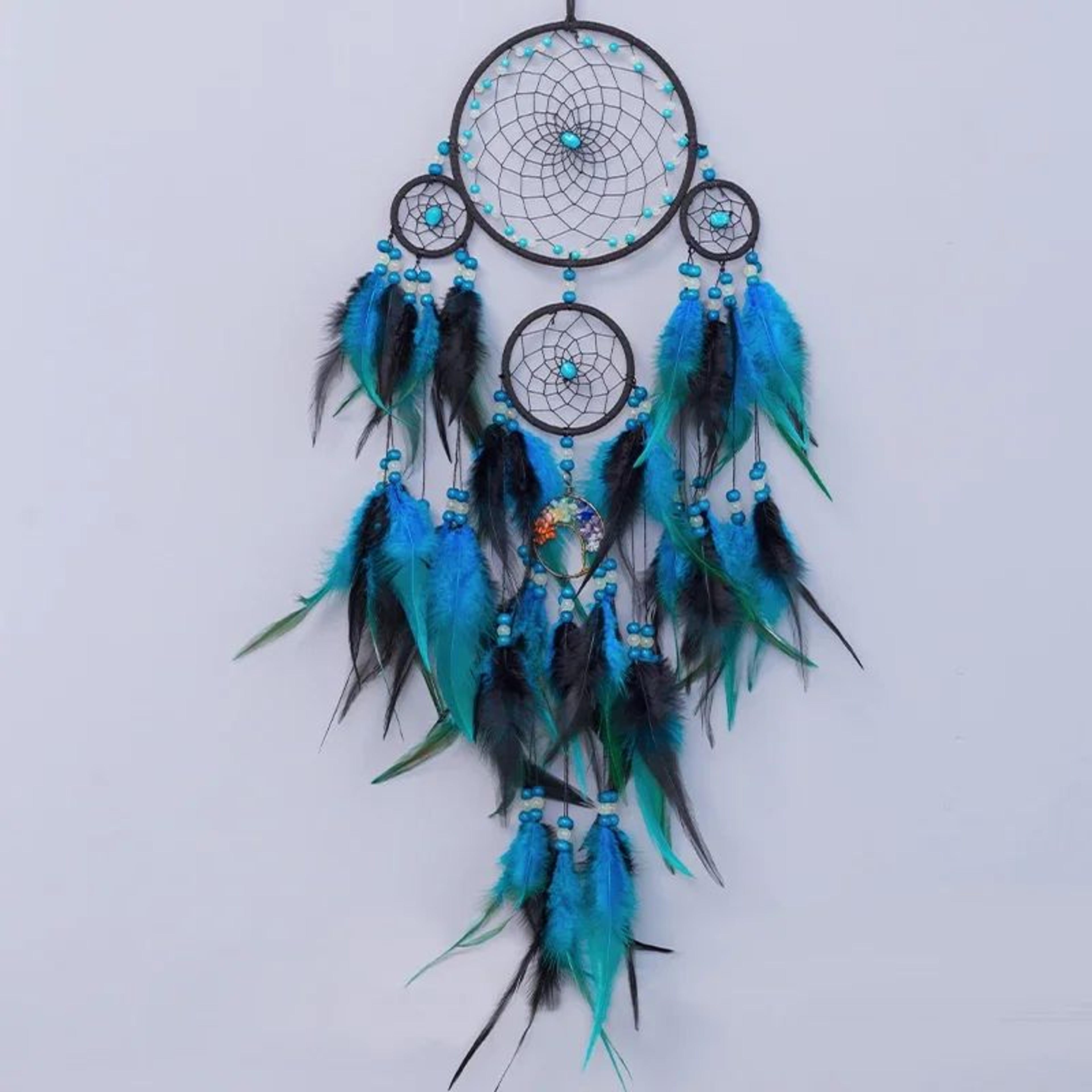 Boho Tree Of Life Dream Catcher Wall Decor With Natural Stones  Wind Chimes 7