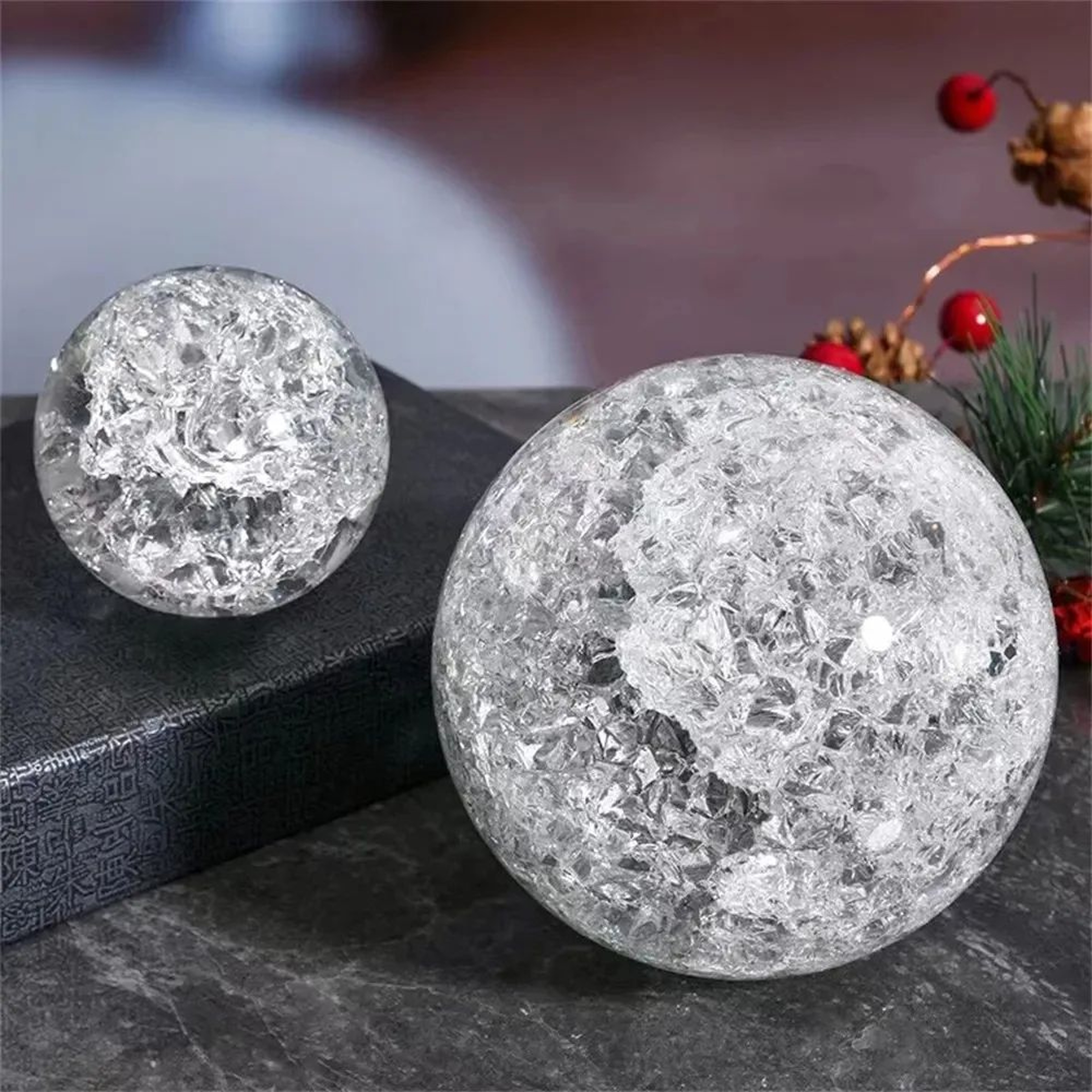 Ice Crack Crystal Ball Decor  Feng Shui Crystal Sphere For Harmonious Home Energy 4