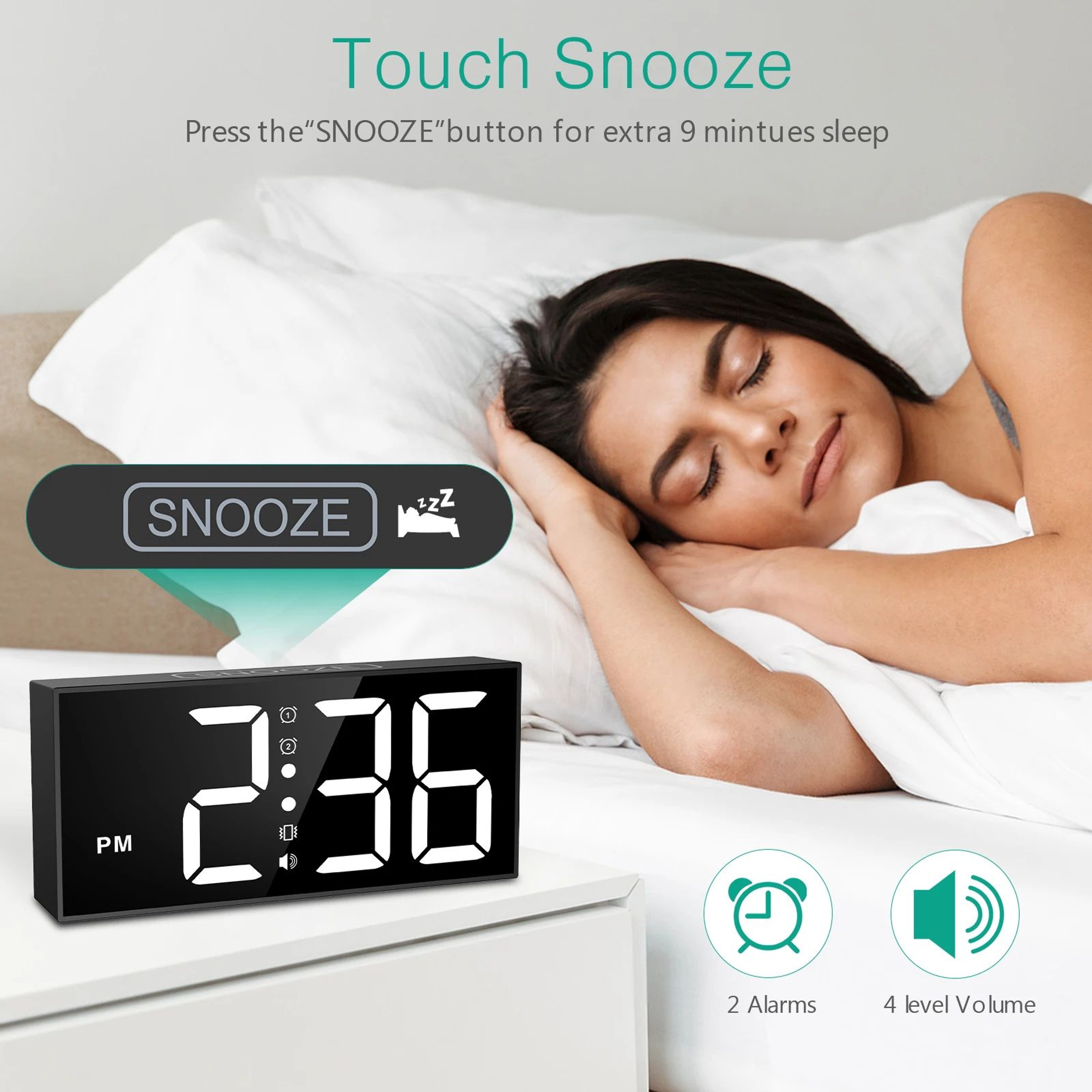 ORIA Vibrating Alarm Clock With Bed Shaker  Loud Alarm Clock For Heavy Sleepers  Hearing Impaired L 5