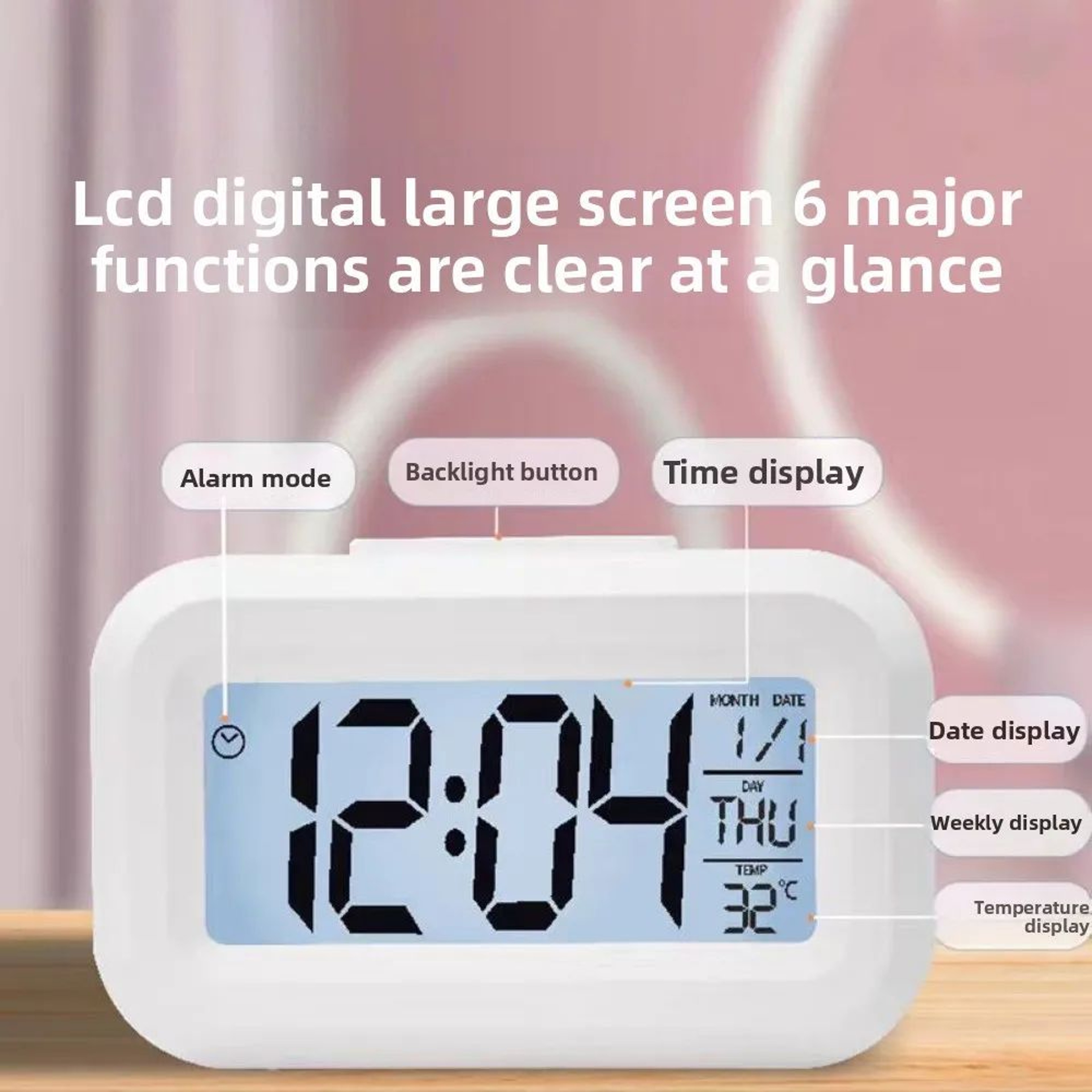 SmartGlow Digital Alarm Clock With Backlight Snooze Calendar And Temperature Display 1