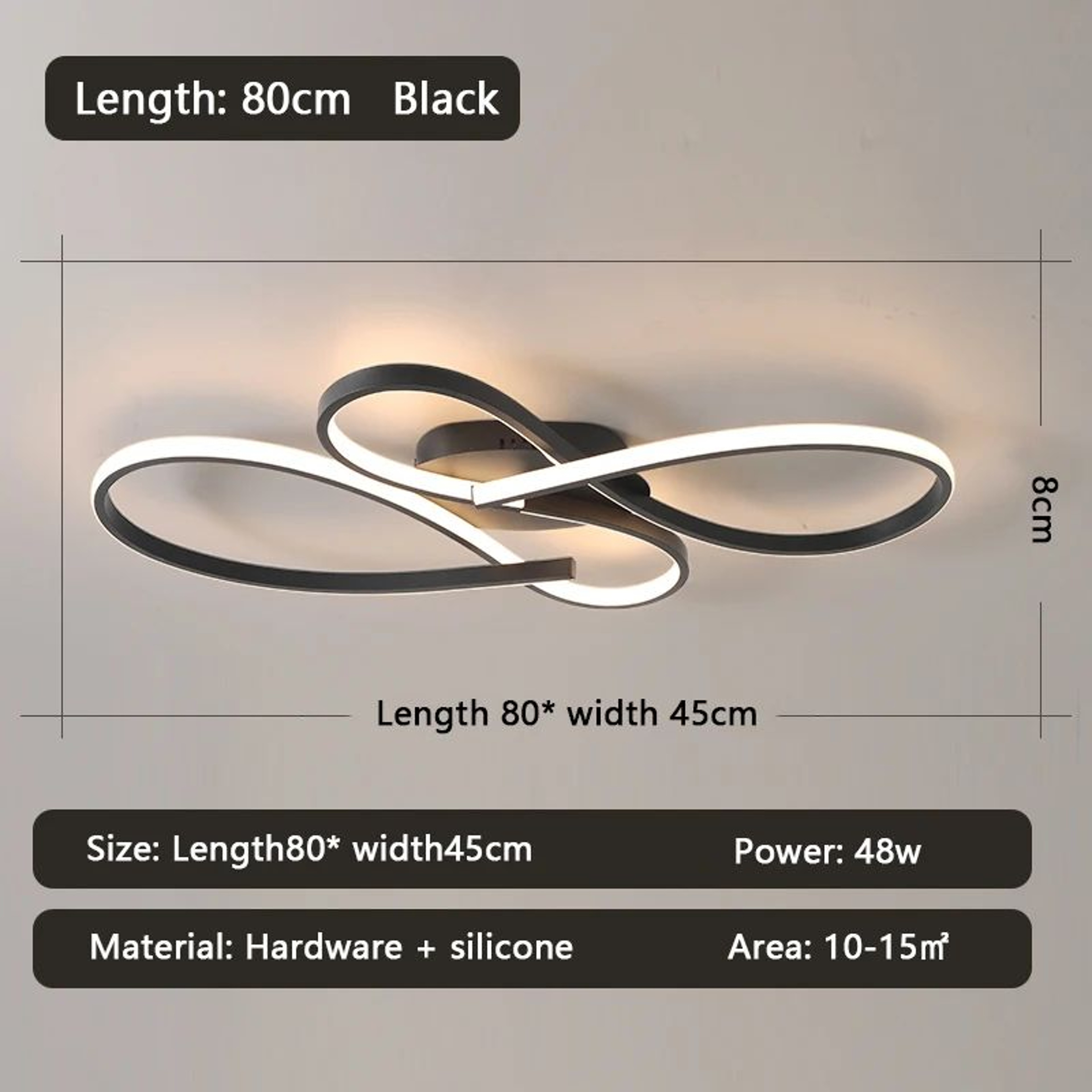Modern Black LED Ceiling Chandelier For Living Room Bedroom And Study 7