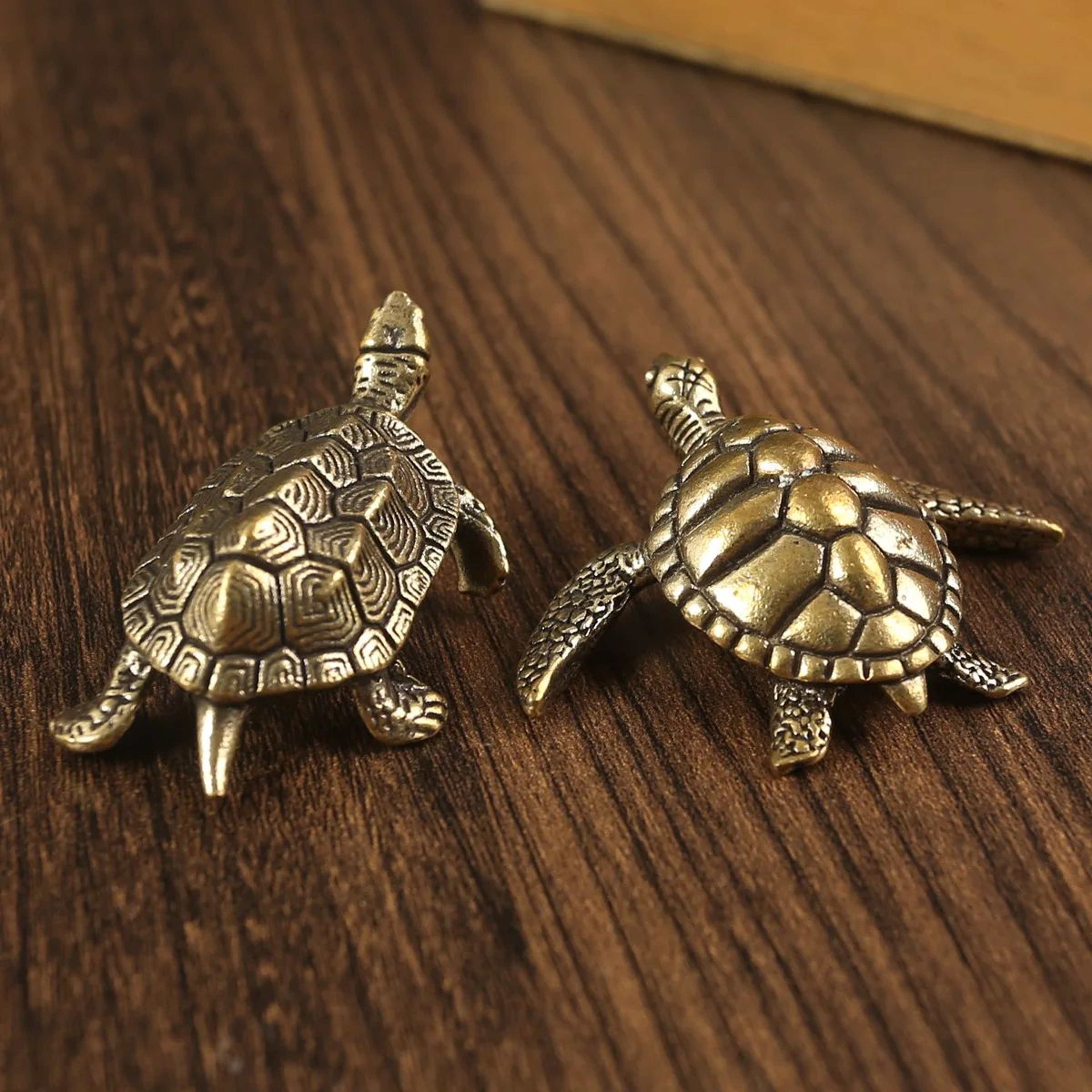 Feng Shui Turtle Brass Figurine For Wealth And Protection  Vintage Desk Decor Turtle 0