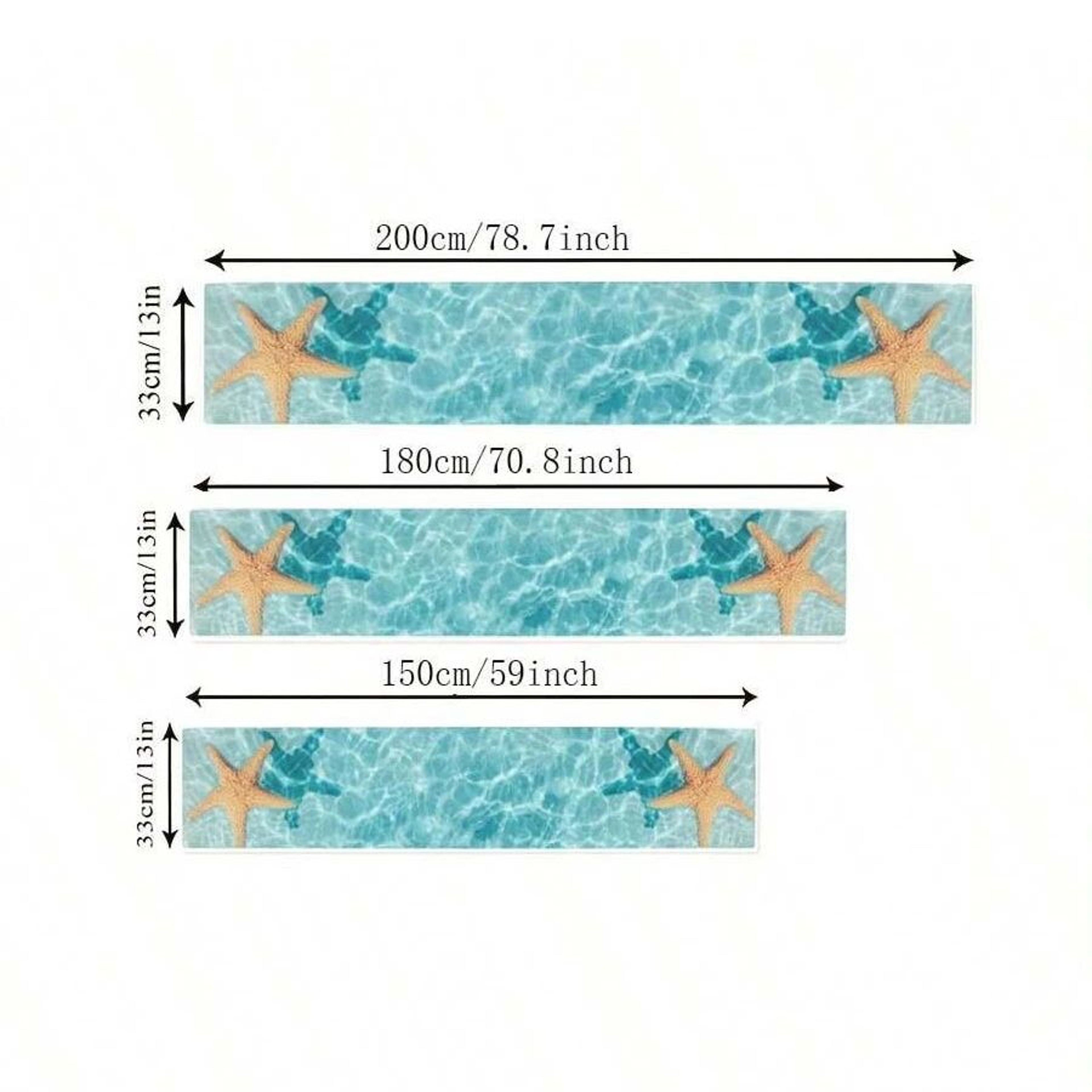 Watercolor Starfish Coastal Table Runner for Beach House Dining Decor – view 6
