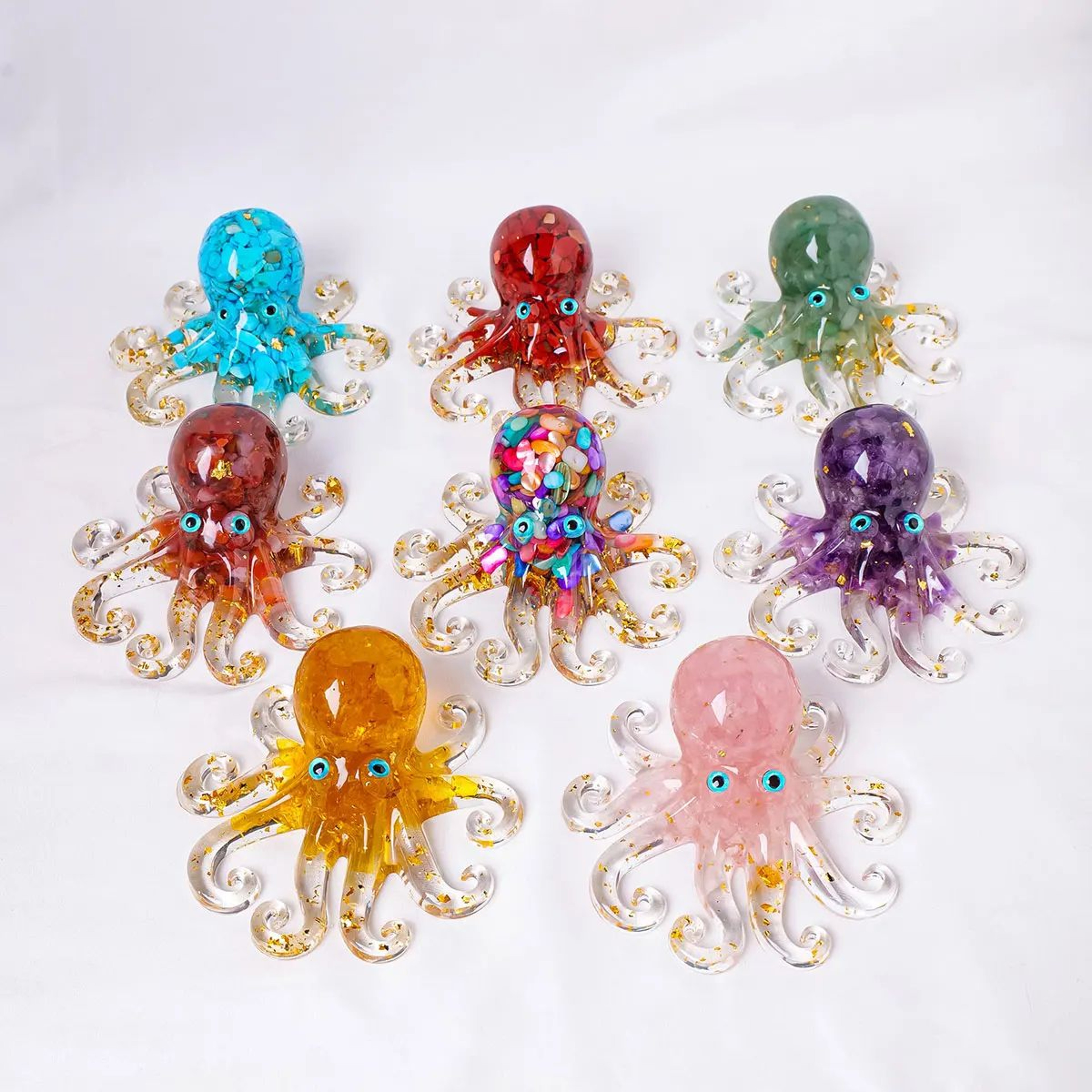 Crystal Octopus Statue Resin Ocean Figurine For Desk And Home Decor 0