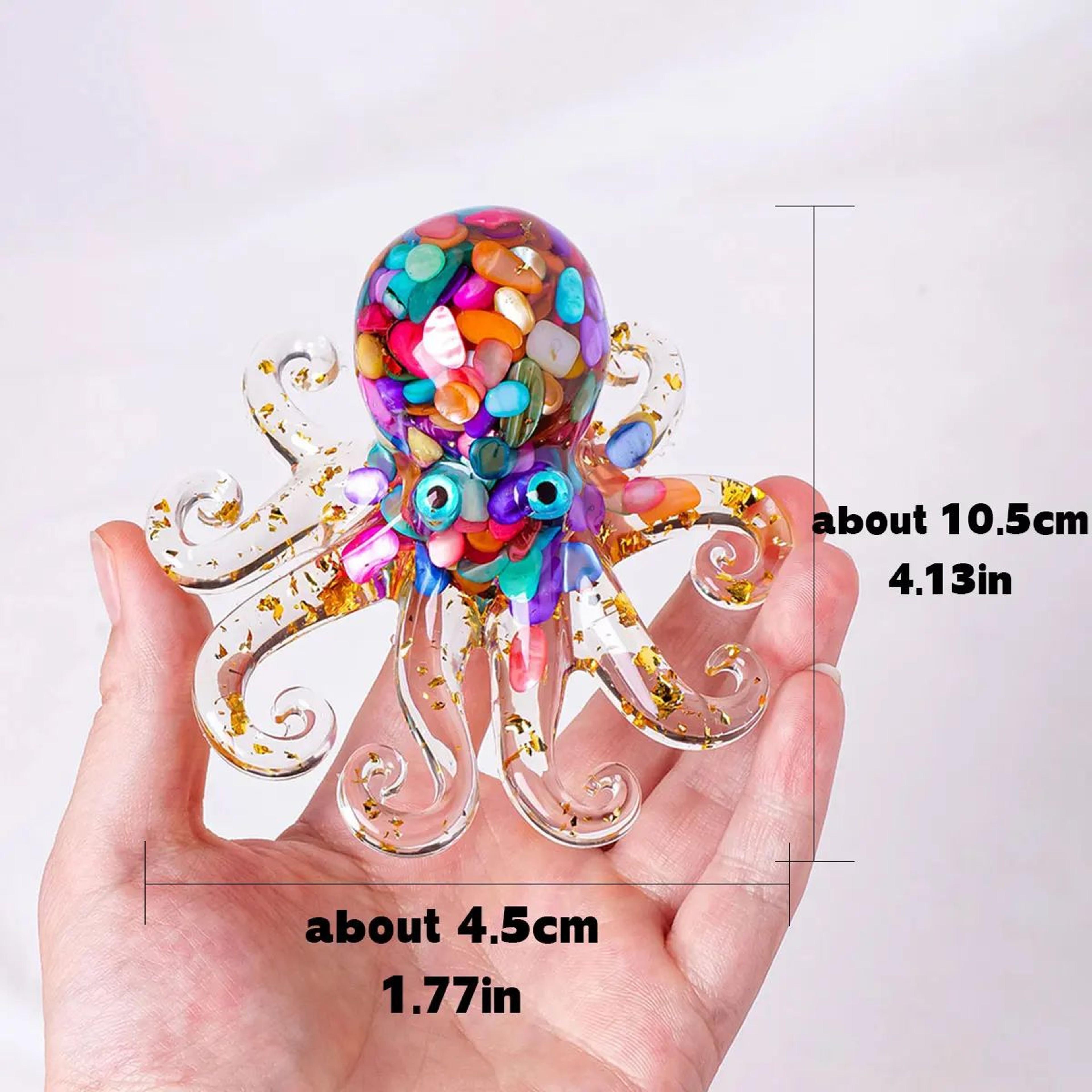 Crystal Octopus Statue Resin Ocean Figurine For Desk And Home Decor 3