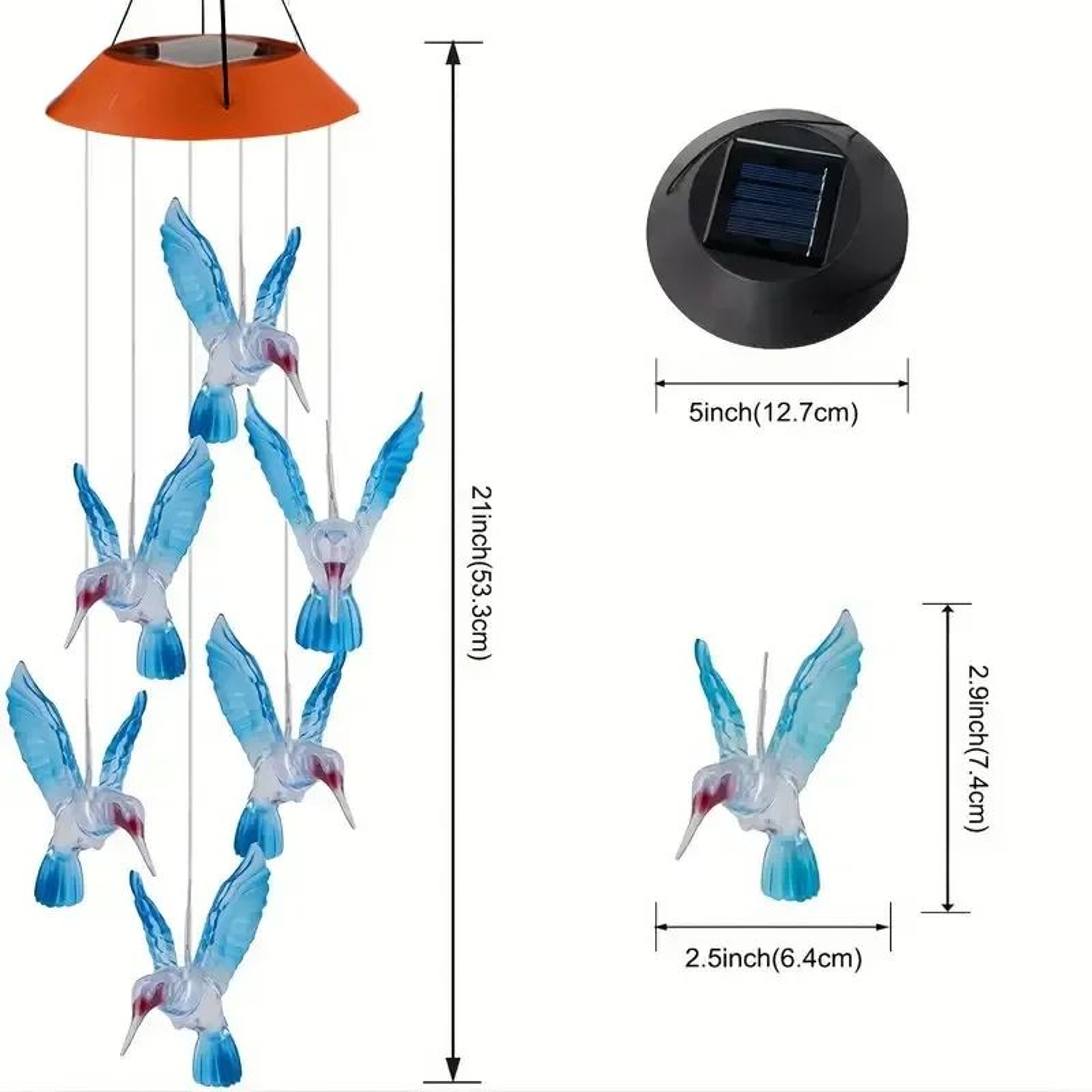 Solar Hummingbird Wind Chime Color Changing LED Solar Garden Light – view 7