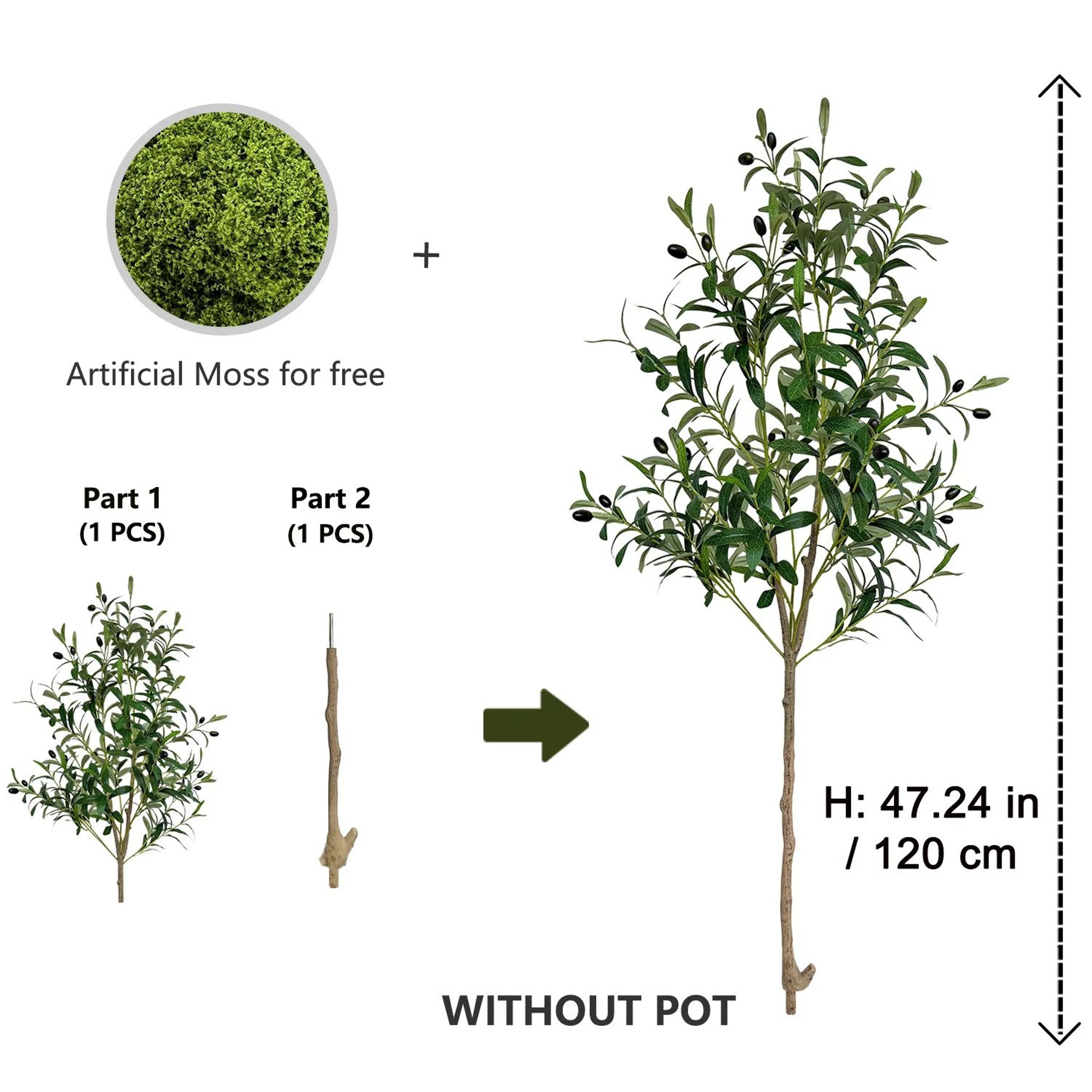 Modern Tall Artificial Olive Tree Branch  Minimalist Faux Indoor Plant Decor 6