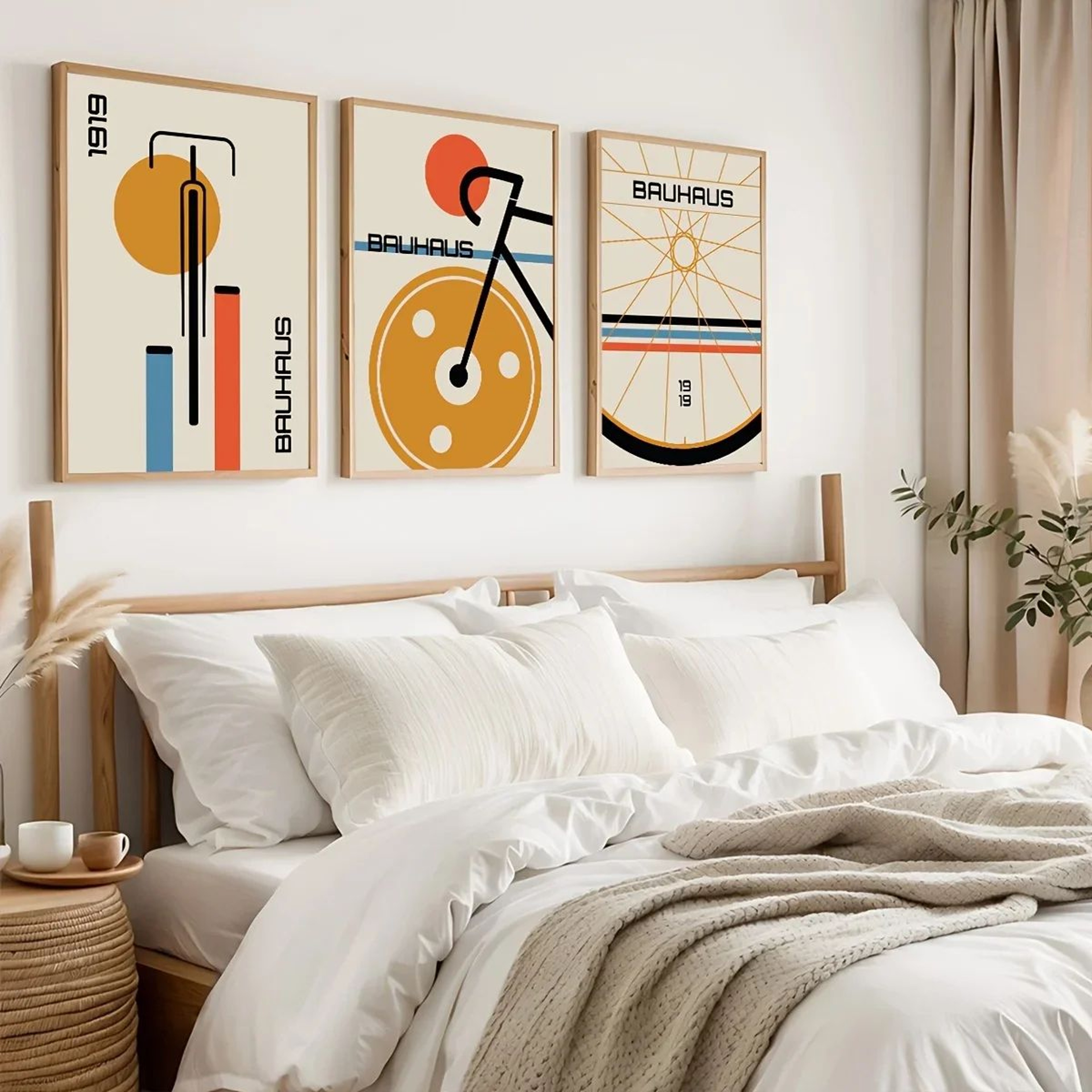 Bauhaus Bicycle Canvas Art Set  MidCentury Modern Posters For Minimalist Home Decor 3