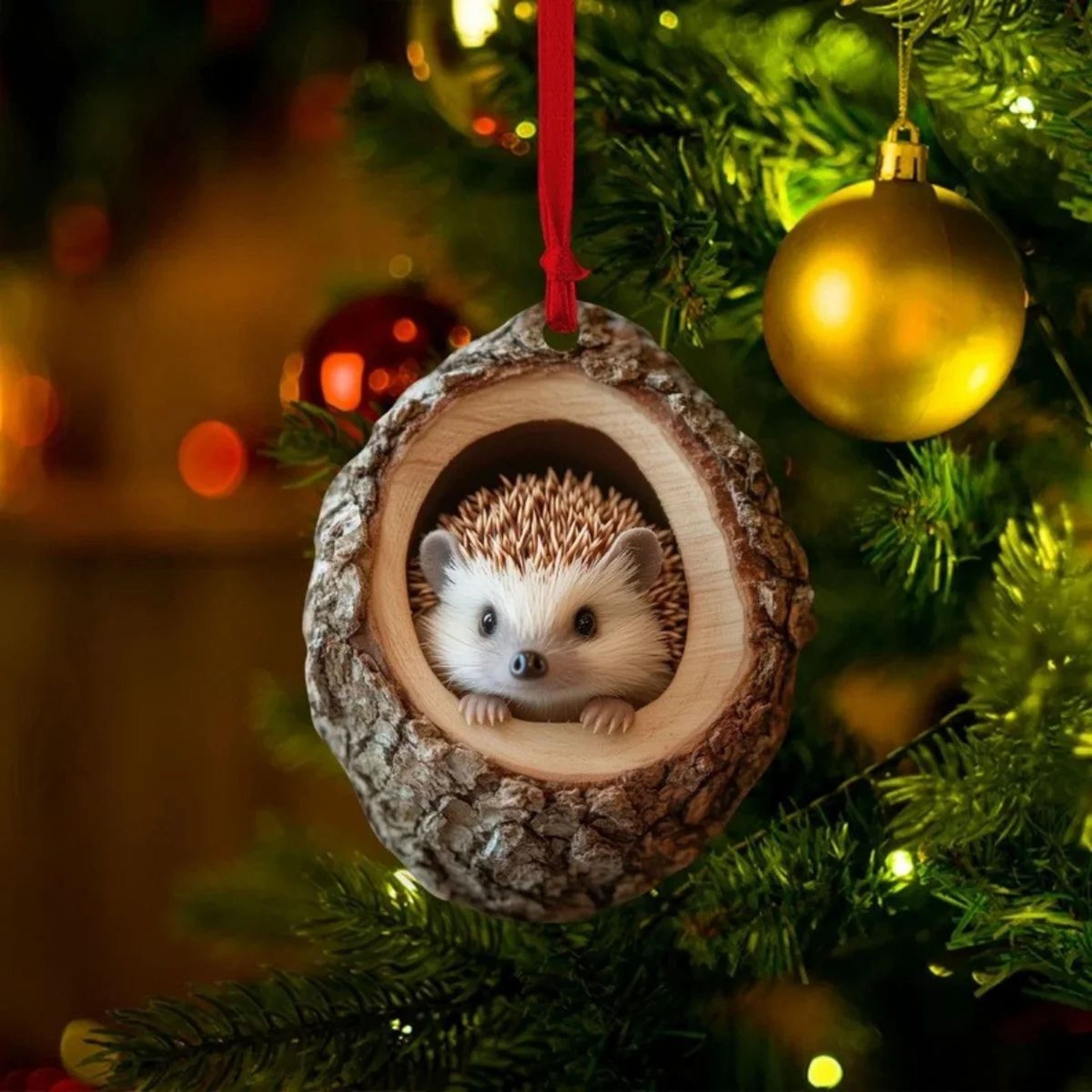 Acrylic Animal Tree Trunk Christmas Hanging Ornaments Set  Cute Woodland Holiday Decorations 1