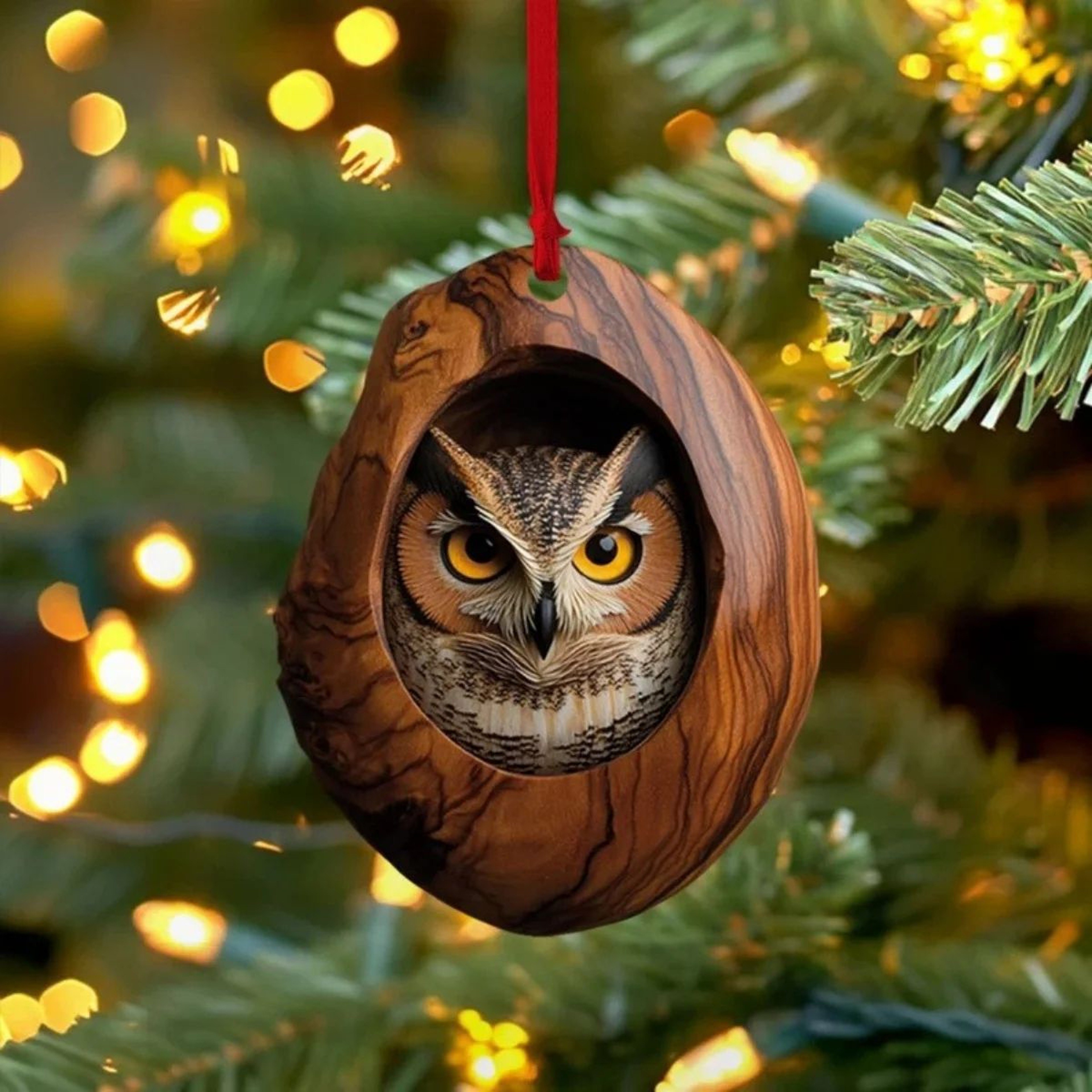 Acrylic Animal Tree Trunk Christmas Hanging Ornaments Set  Cute Woodland Holiday Decorations 3
