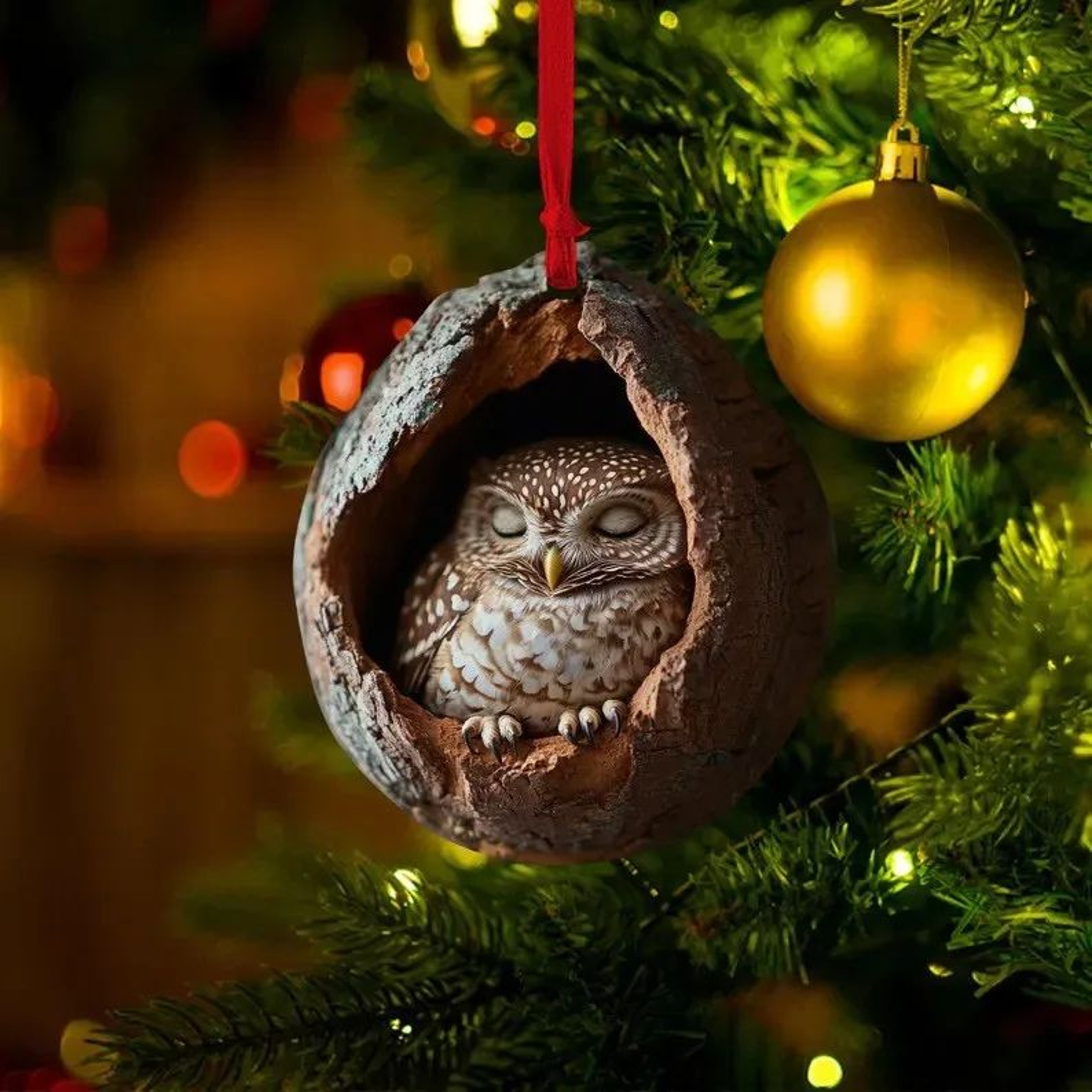 Acrylic Animal Tree Trunk Christmas Hanging Ornaments Set  Cute Woodland Holiday Decorations 9
