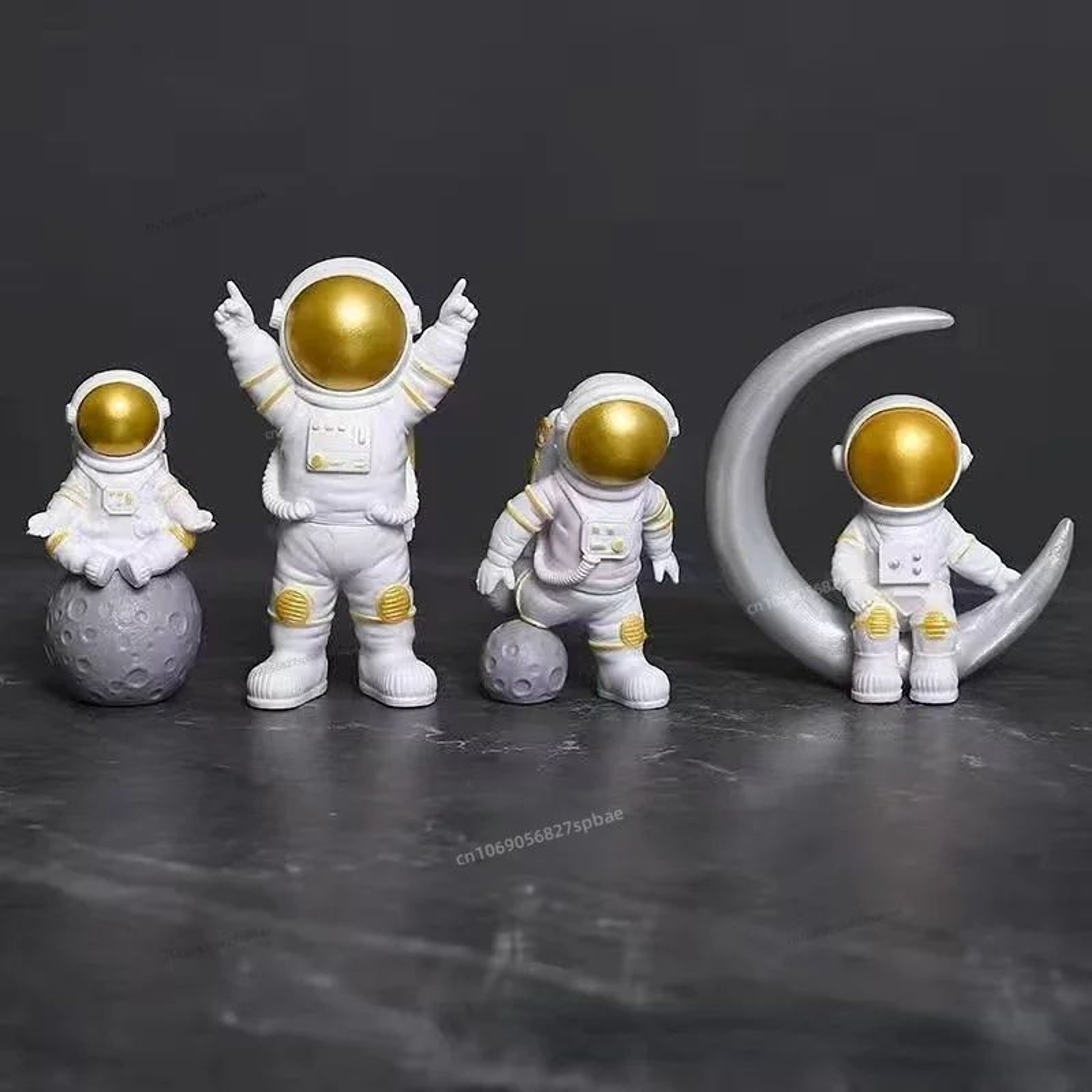 4Piece Astronaut Figurine Set Resin Space Decor Statues For Desk Shelf And Kids Room 8