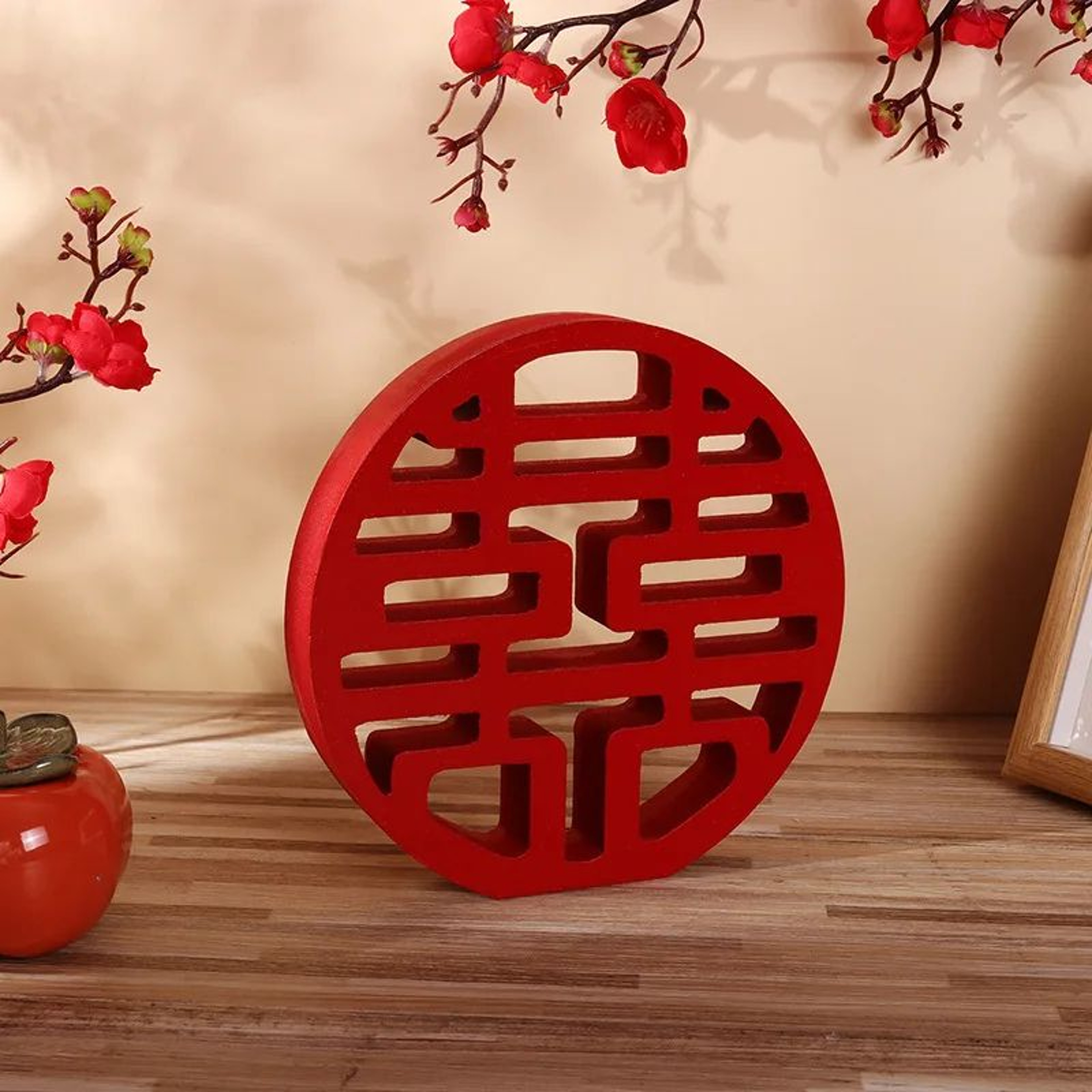 Elegant Double Happiness Wood Decor  Chinese Wedding Decor Xi Character Wall Accent 6