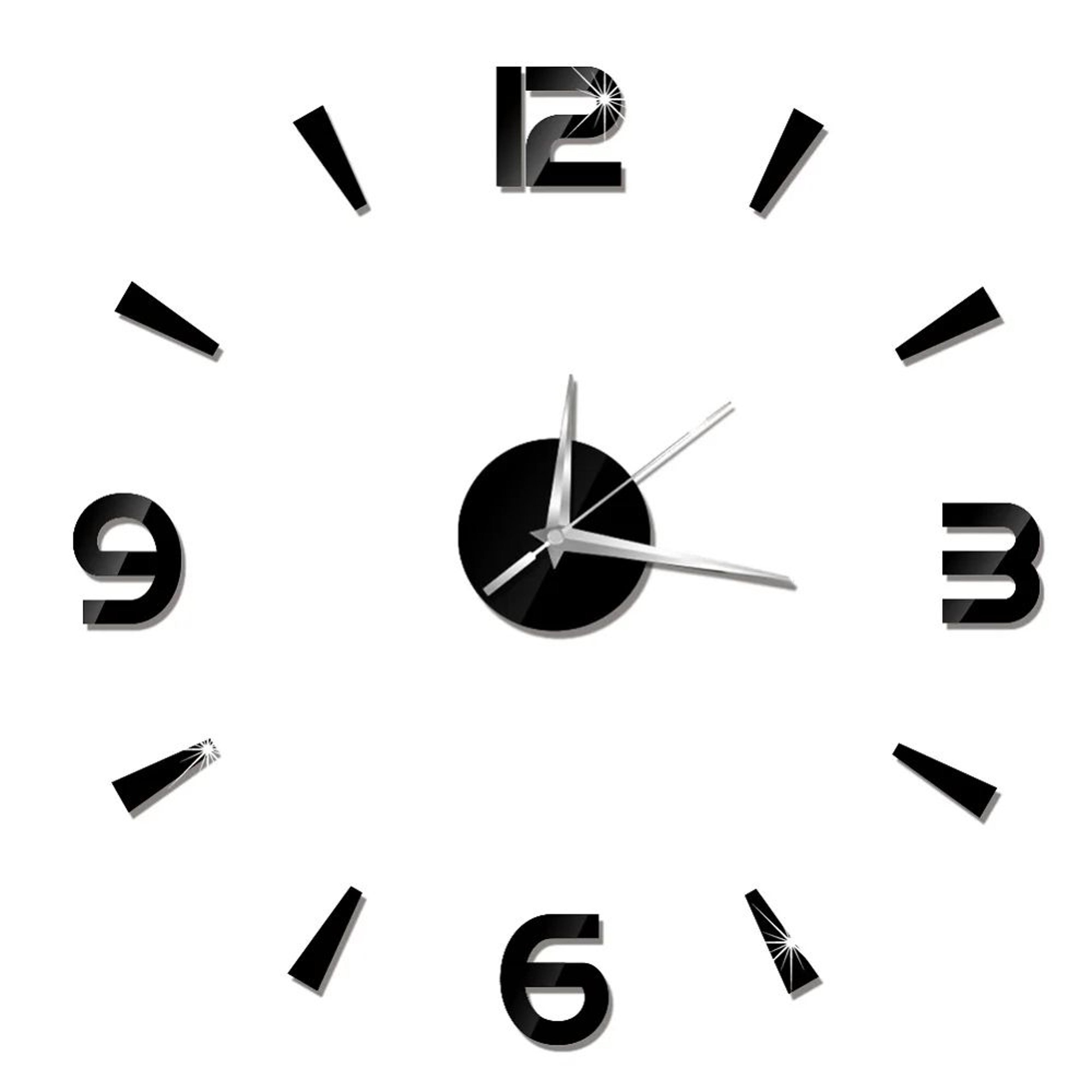 Modern DIY Mirror Wall Clock  Frameless 3D Decorative Wall Sticker Clock 1