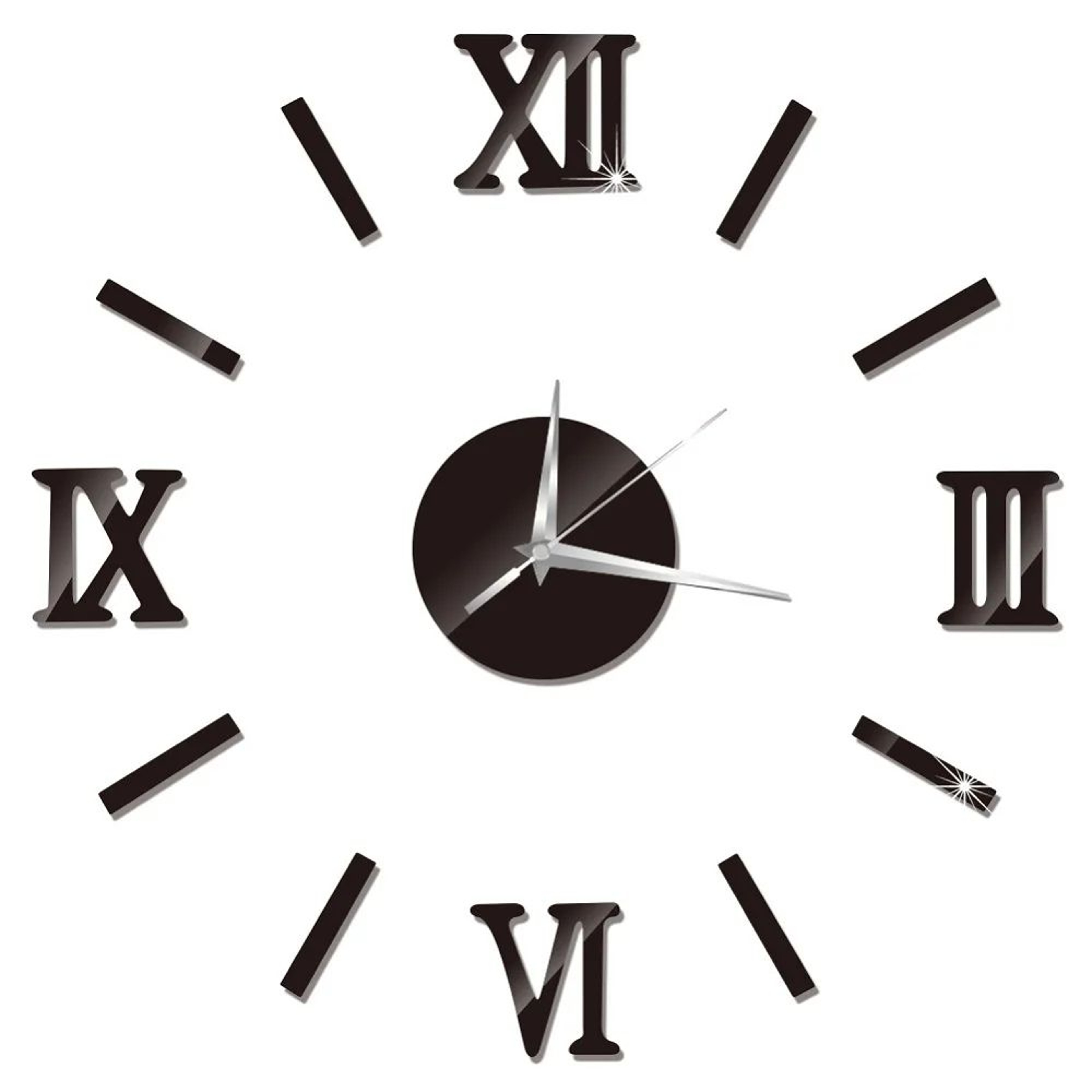 Modern DIY Mirror Wall Clock  Frameless 3D Decorative Wall Sticker Clock 7