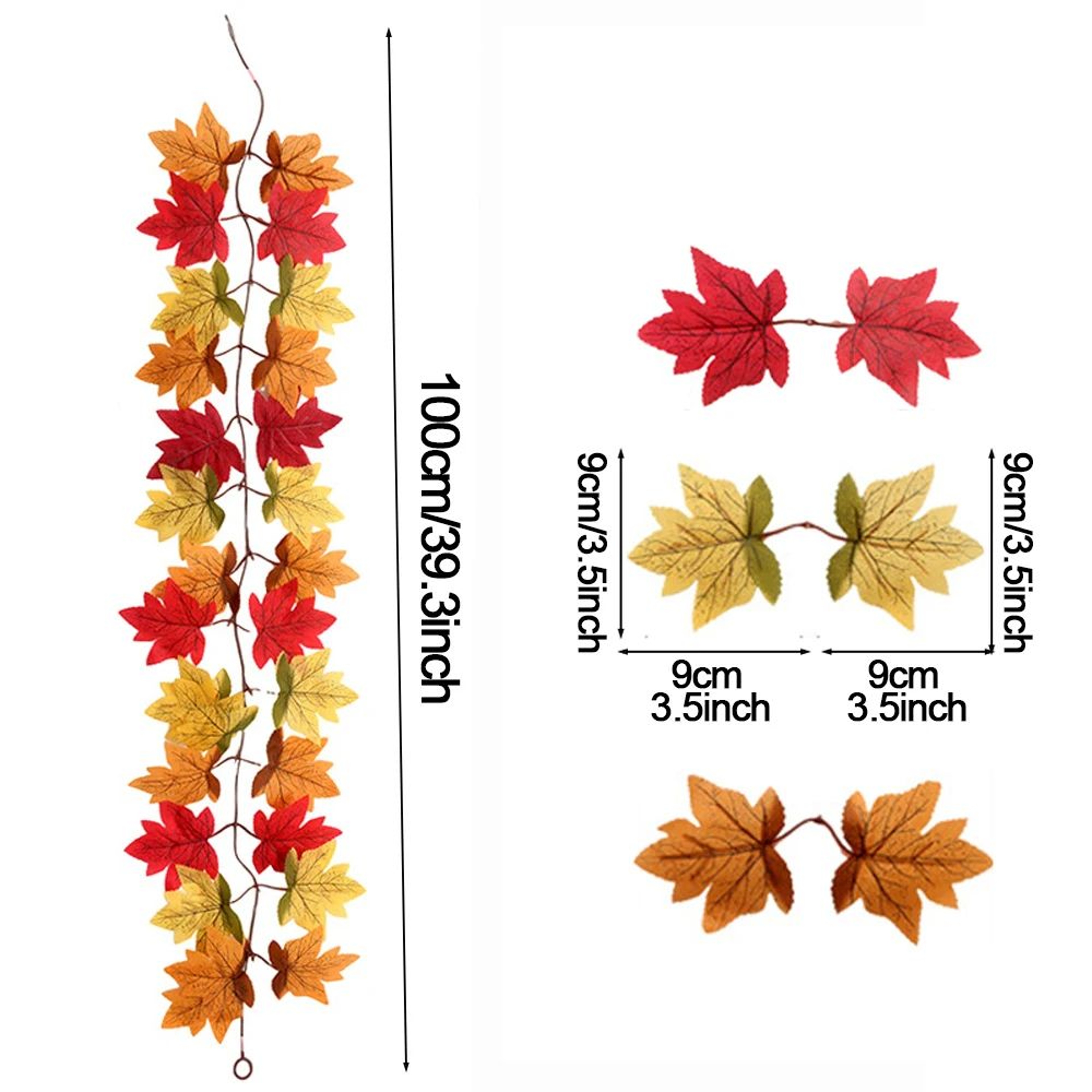 Harvest Glow Artificial Maple Leaf Garland For Fireplace Wedding  Thanksgiving Decor 11