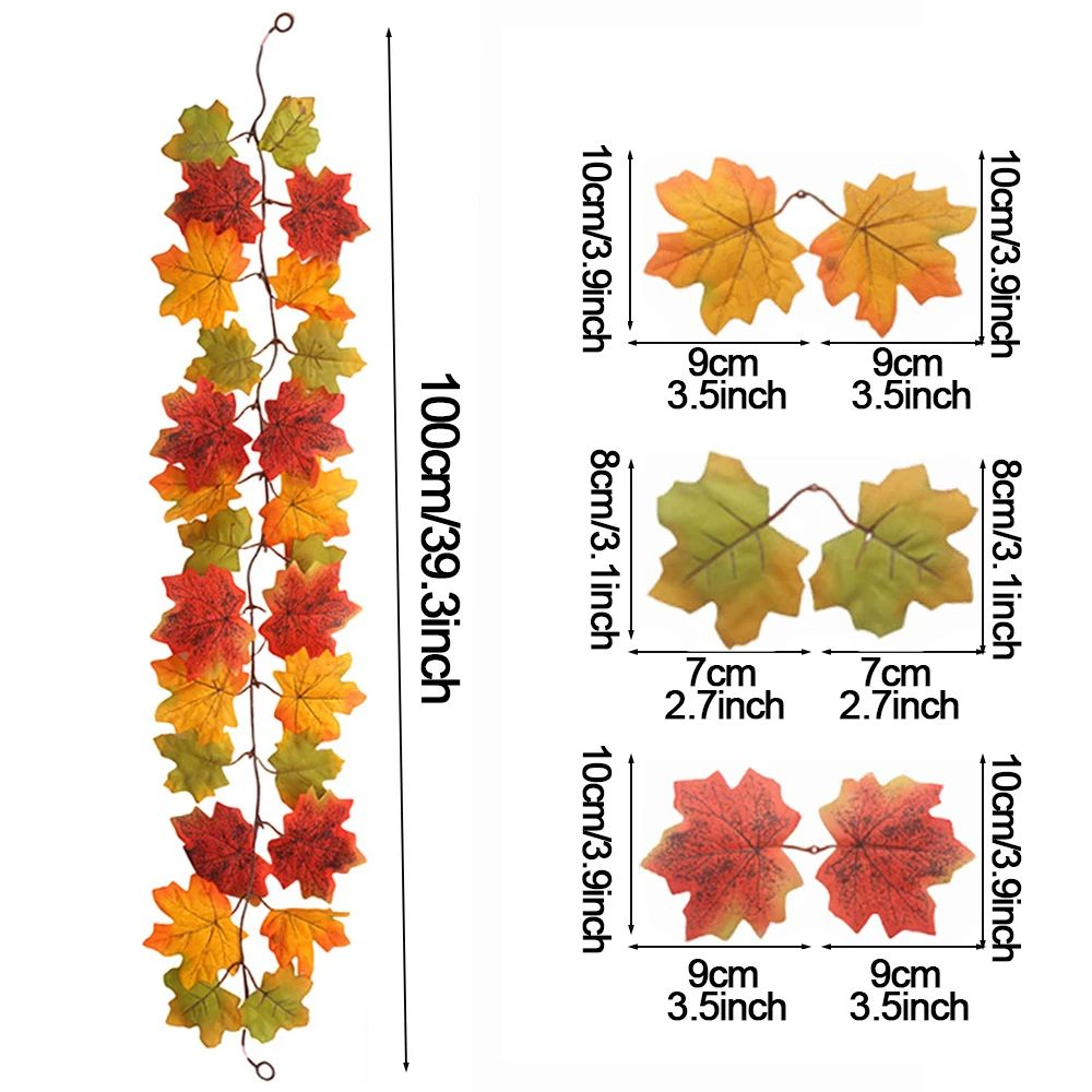 Harvest Glow Artificial Maple Leaf Garland For Fireplace Wedding  Thanksgiving Decor 12