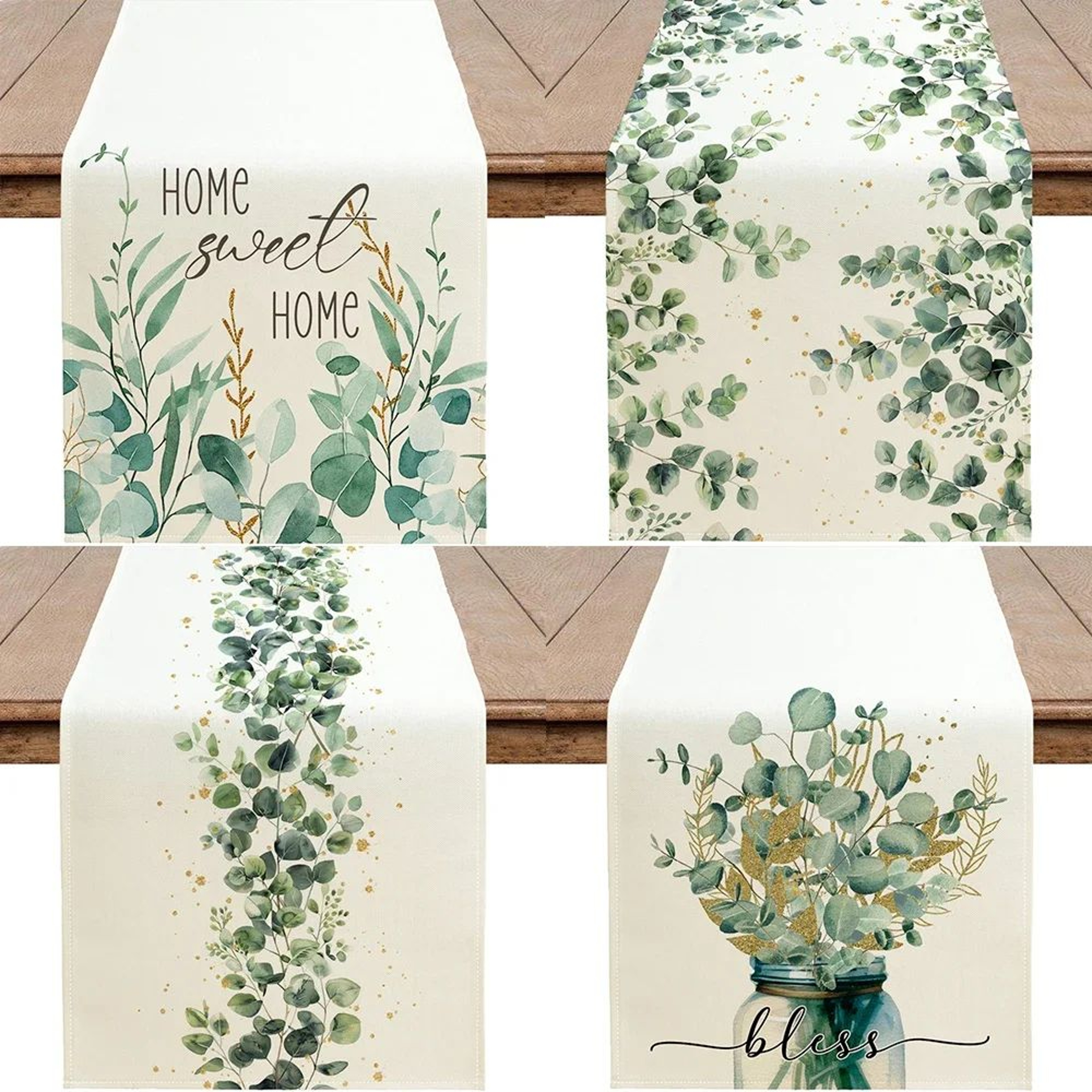 Spring Eucalyptus Leaf Table Runner For Fresh Farmhouse Dining Decor 0