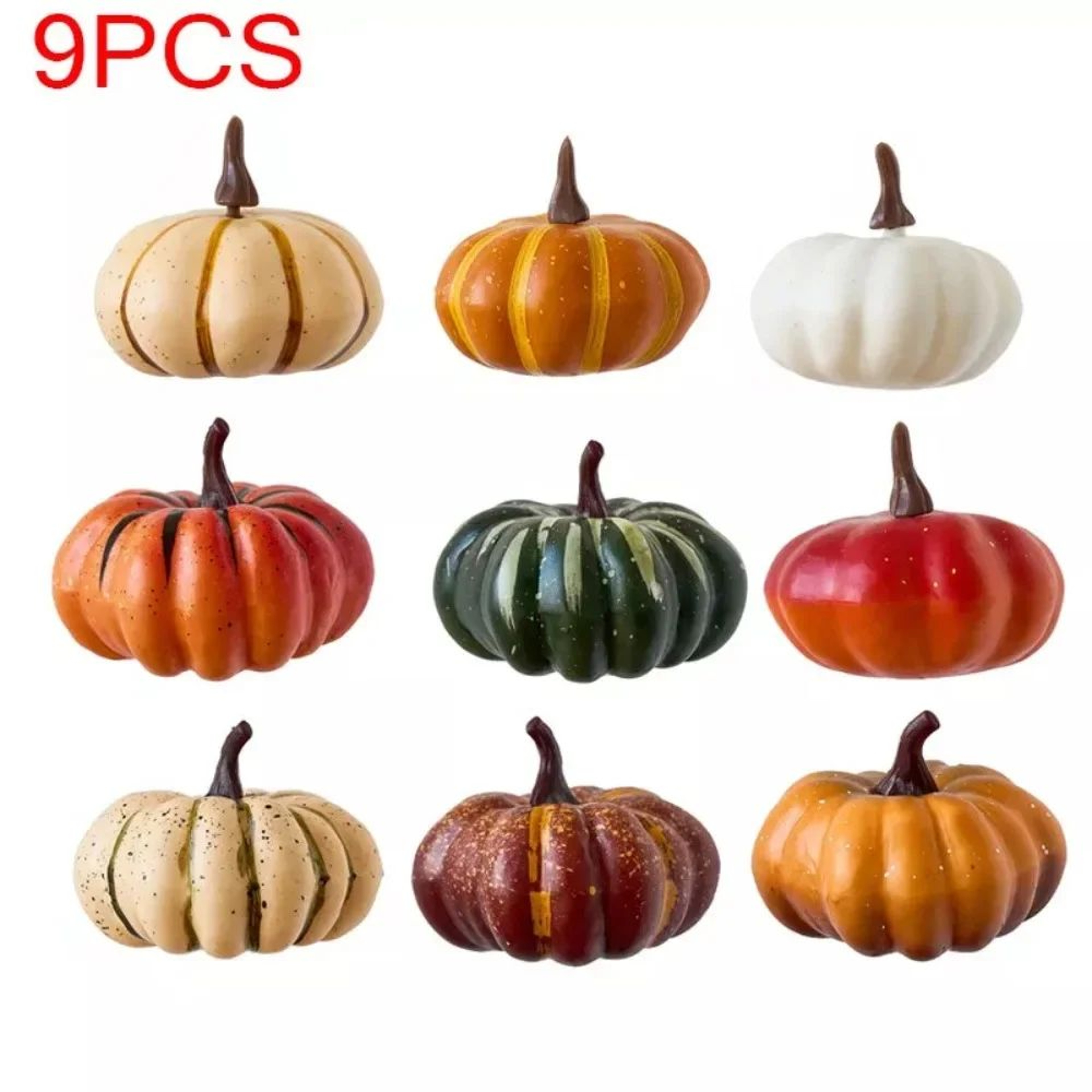 HarvestGlow Artificial Pumpkins For Thanksgiving Table Decor And DIY Fall Centerpieces 9pcs 0