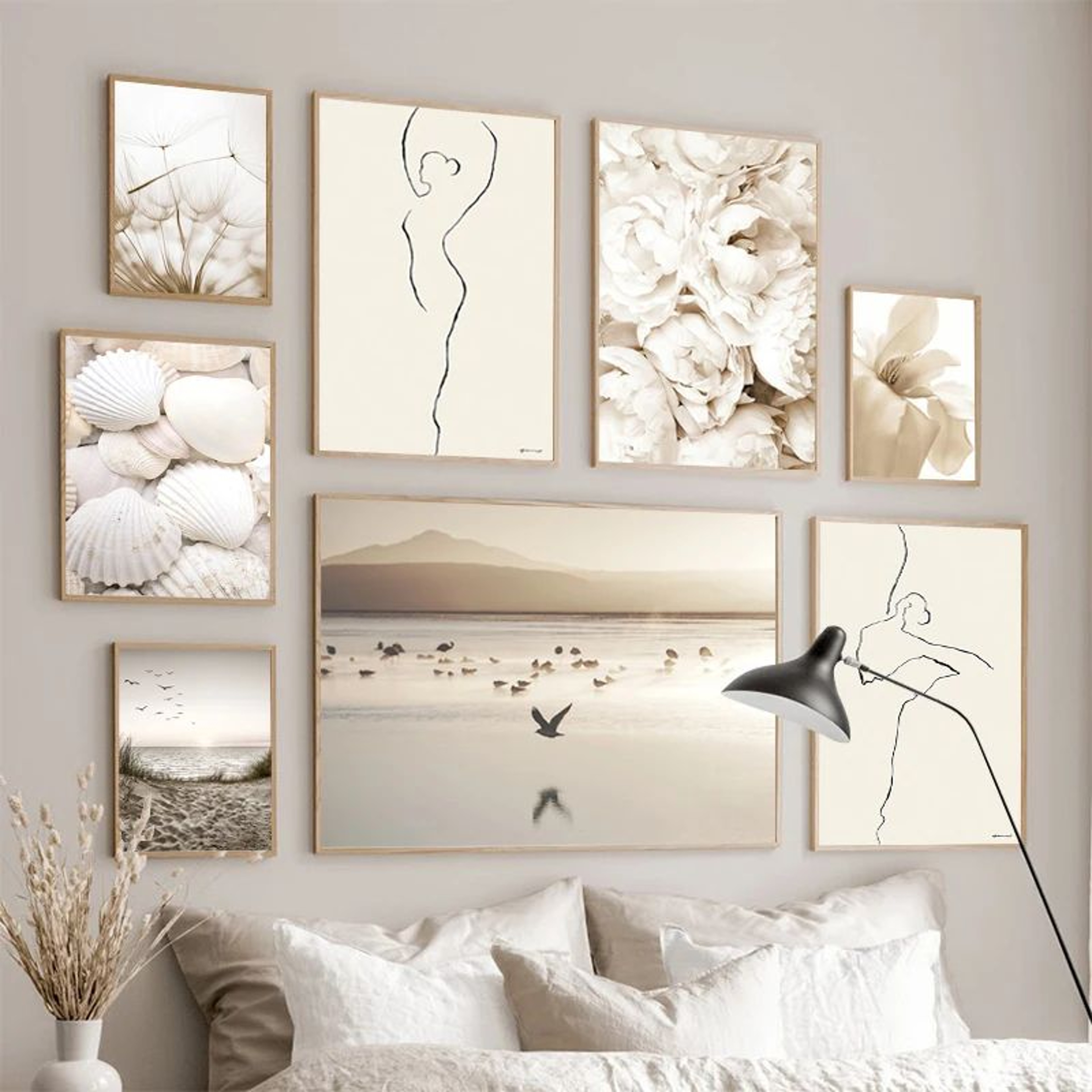 Nordic Coastal Canvas Wall Art Set  Minimalist Beach Flower Prints For Modern Home Decor 3