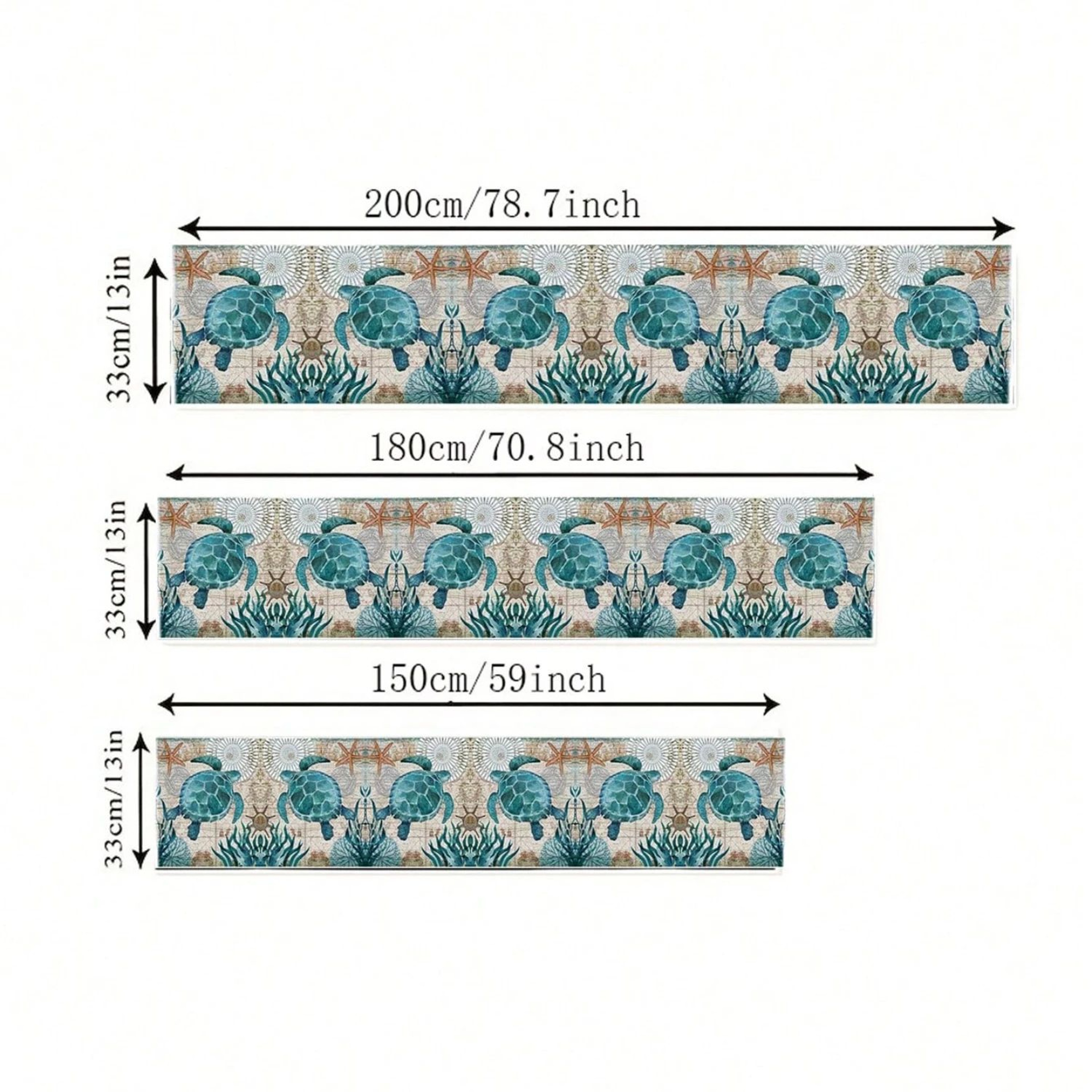 Coastal Sea Turtle Linen Table Runner for Beach-Inspired Dining Decor – view 7