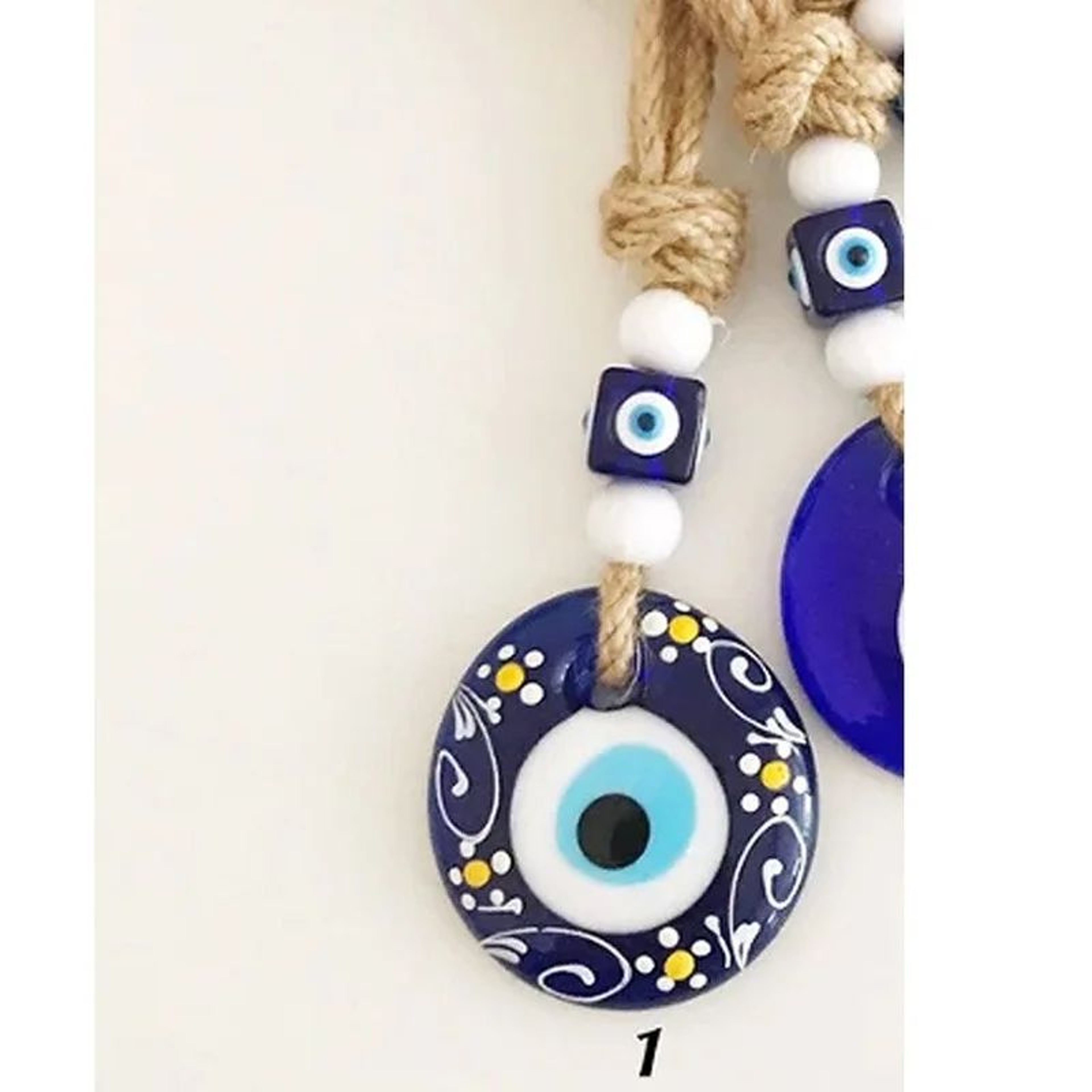 Lucky Blue Nazar Evil Eye Wall Hanging  Handmade Turkish Evil Eye Decor With Multicolor Beads 4