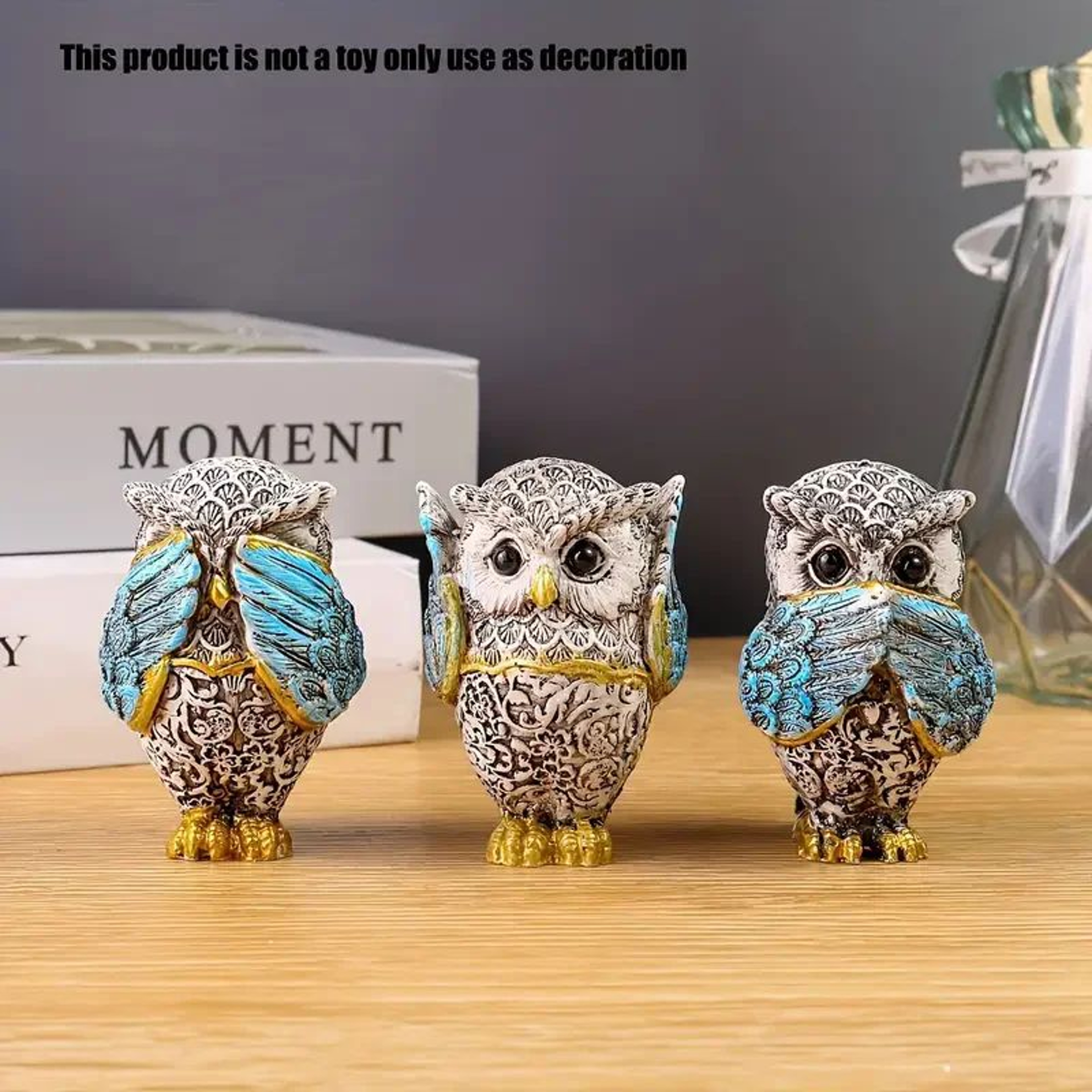 3Piece Resin Owl Statues Set For Owl Decor And Shelf Display 6