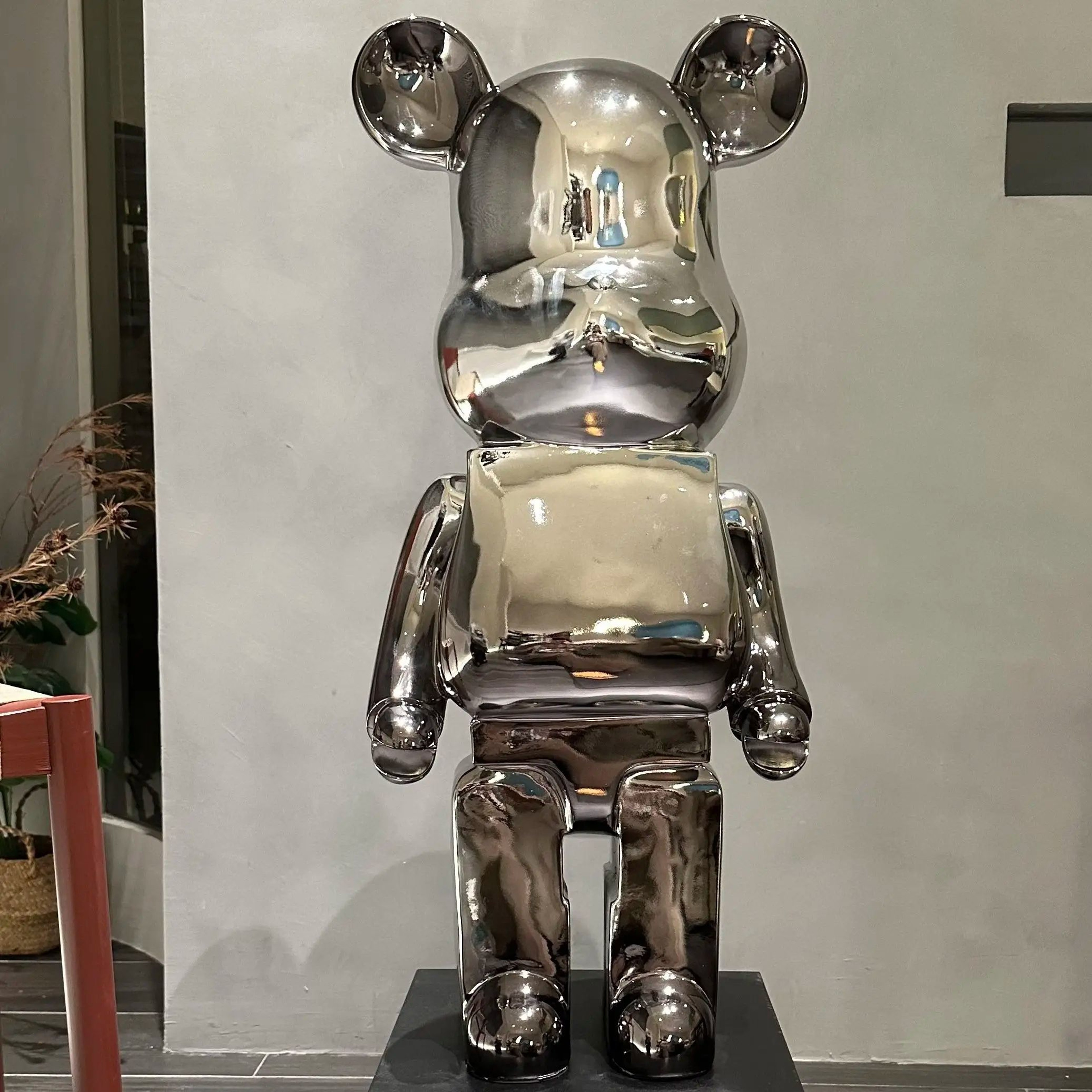 Luxe Mirror Bear Sculpture Resin Statue For Modern Home Decor 11