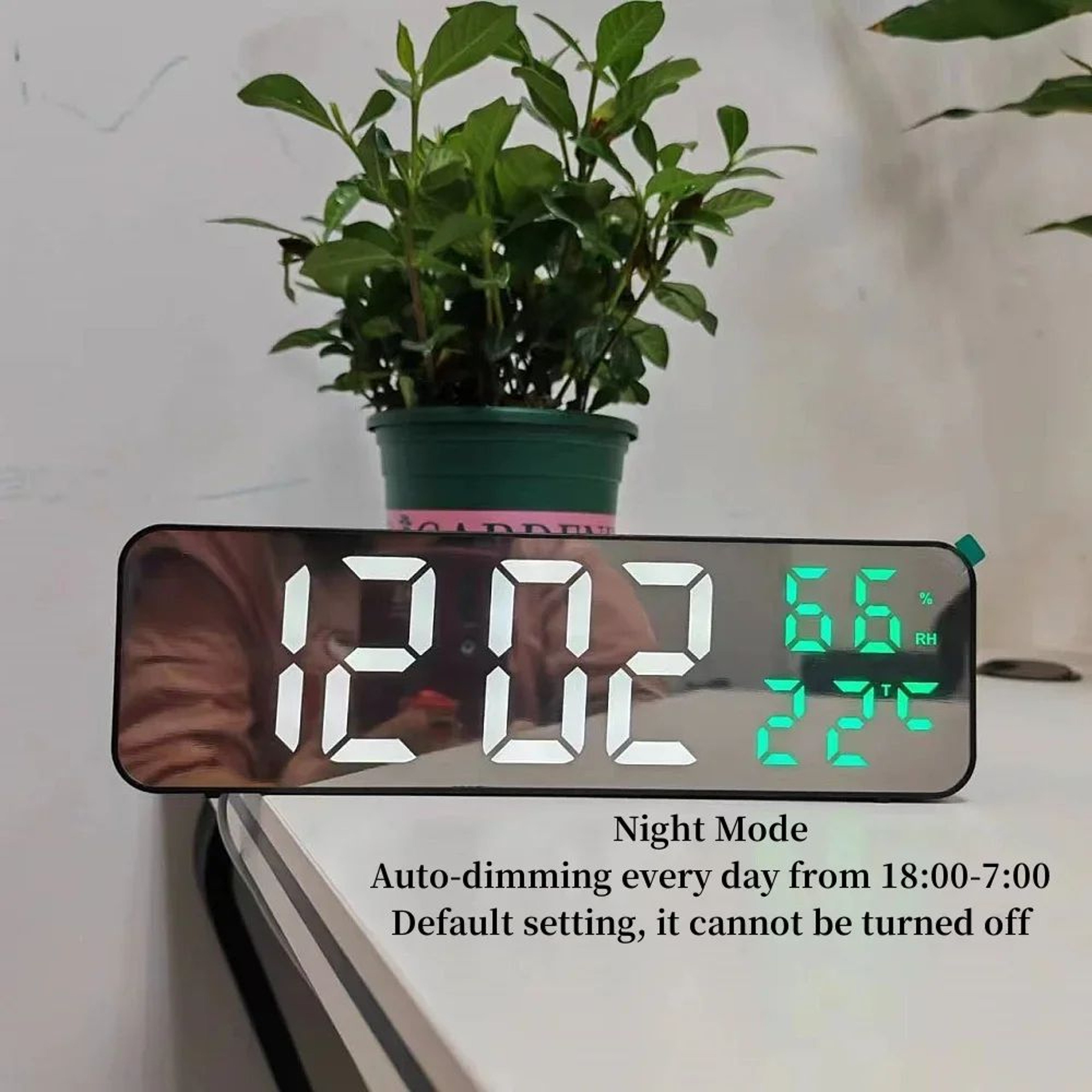 9Inch Large Digital Wall Clock With Temperature  Humidity Display Night Mode And Snooze 0