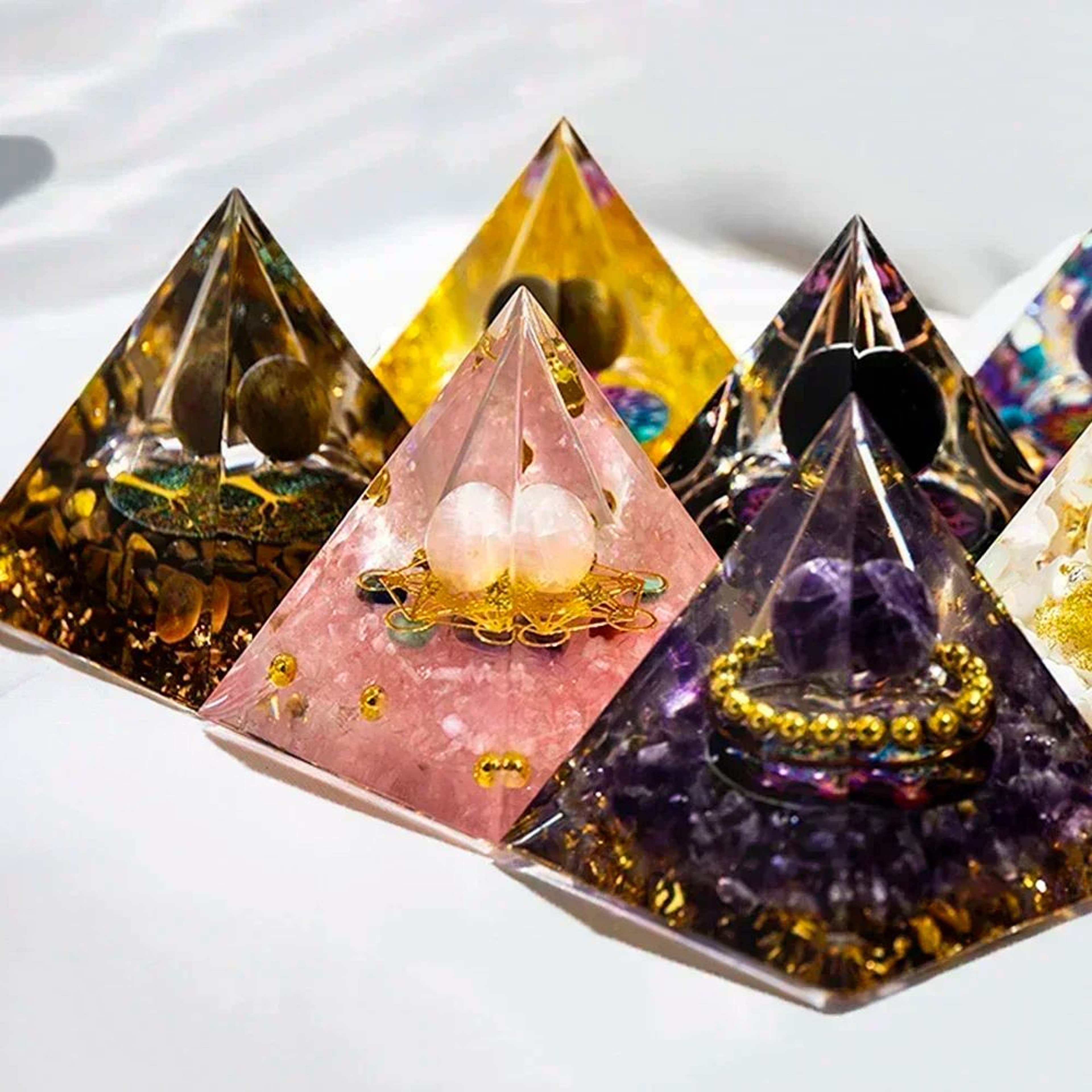 Peridot  Amethyst Crystal Pyramid Energy Generator For Meditation And Decor 5