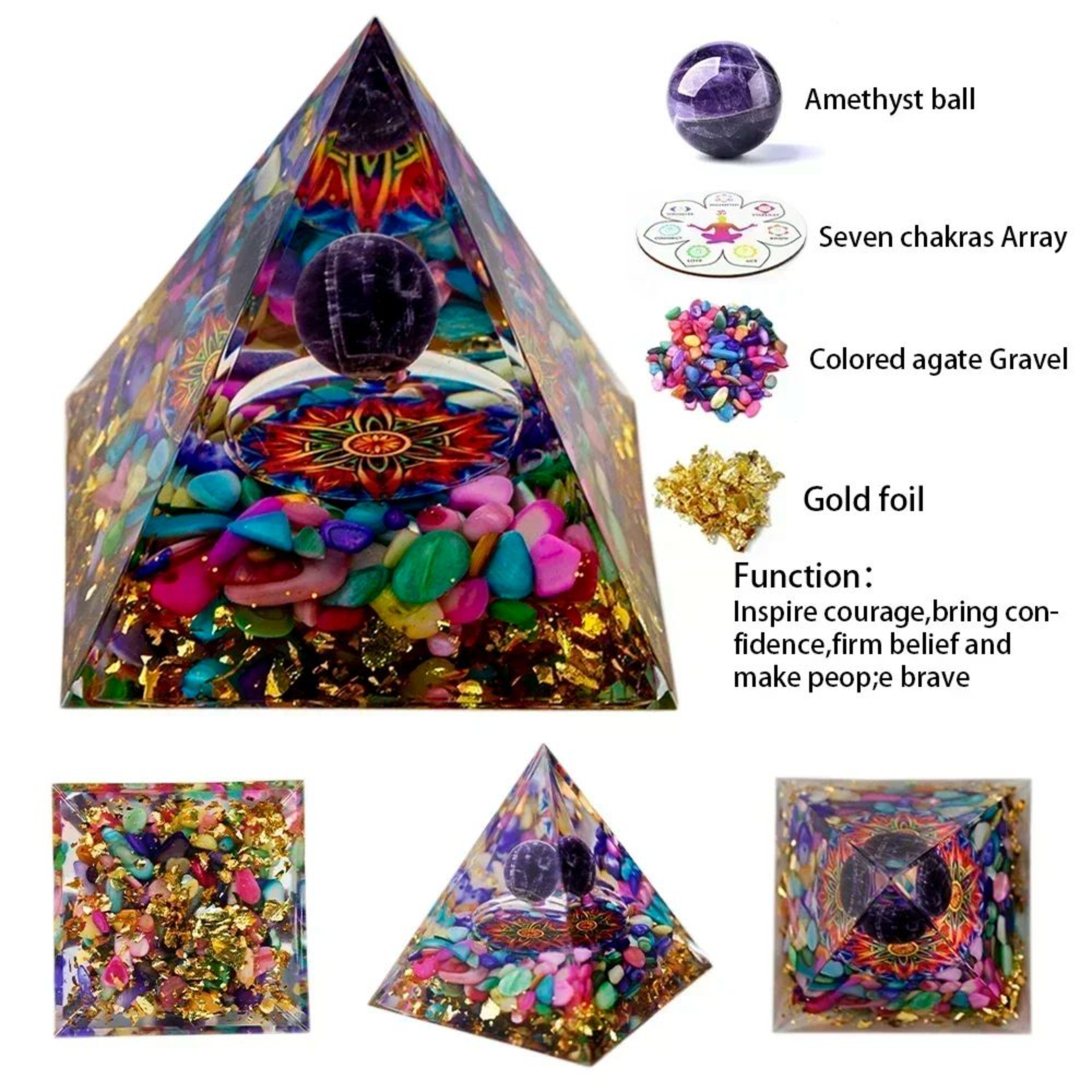 Peridot  Amethyst Crystal Pyramid Energy Generator For Meditation And Decor 8