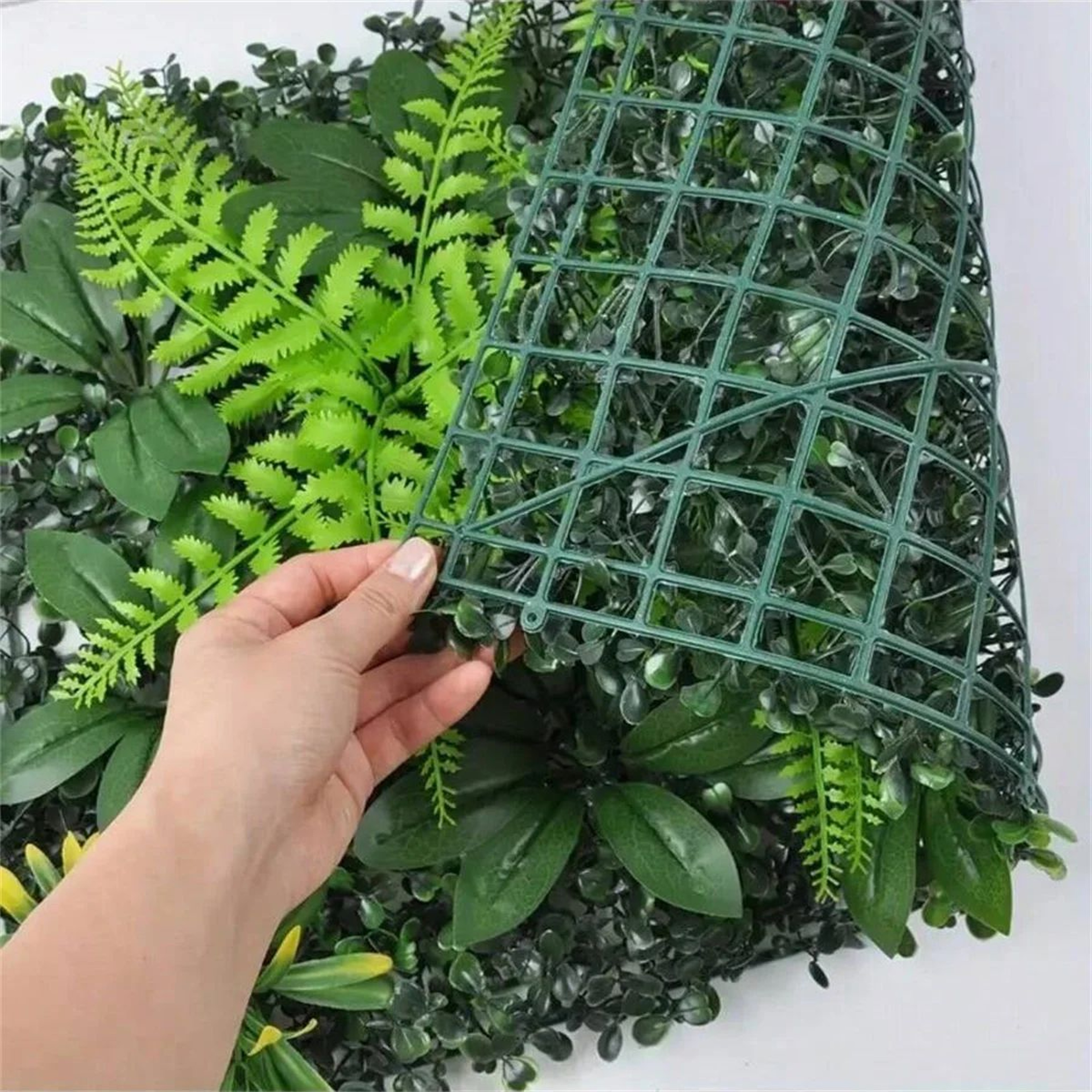 Artificial Grass Wall Panel With Flowers  Lush Greenery Wall Backdrop  Privacy Hedge Screen 1