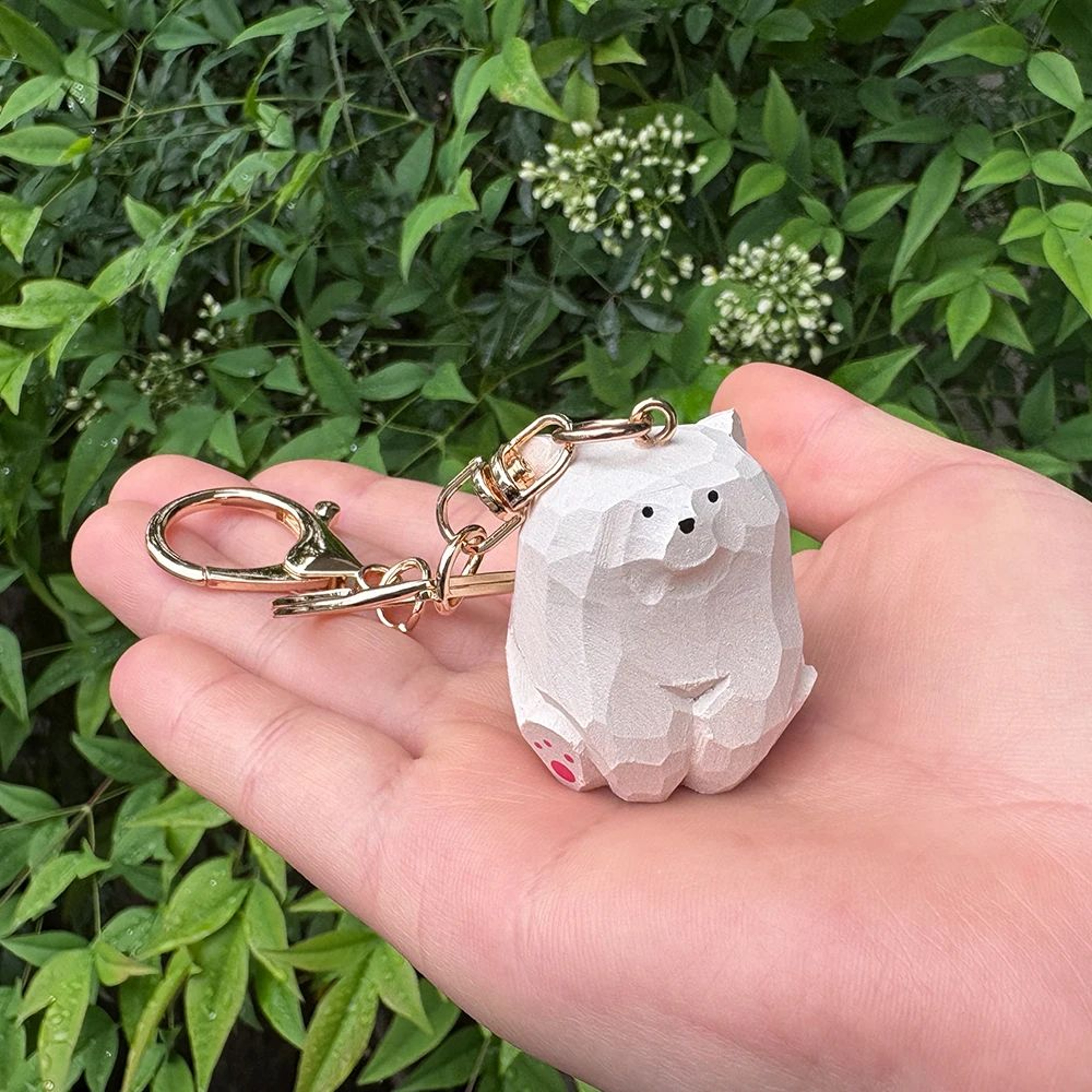 HandCarved Wooden Bear Keychain Cute Teddy Bear Bag Charm For Couples 5
