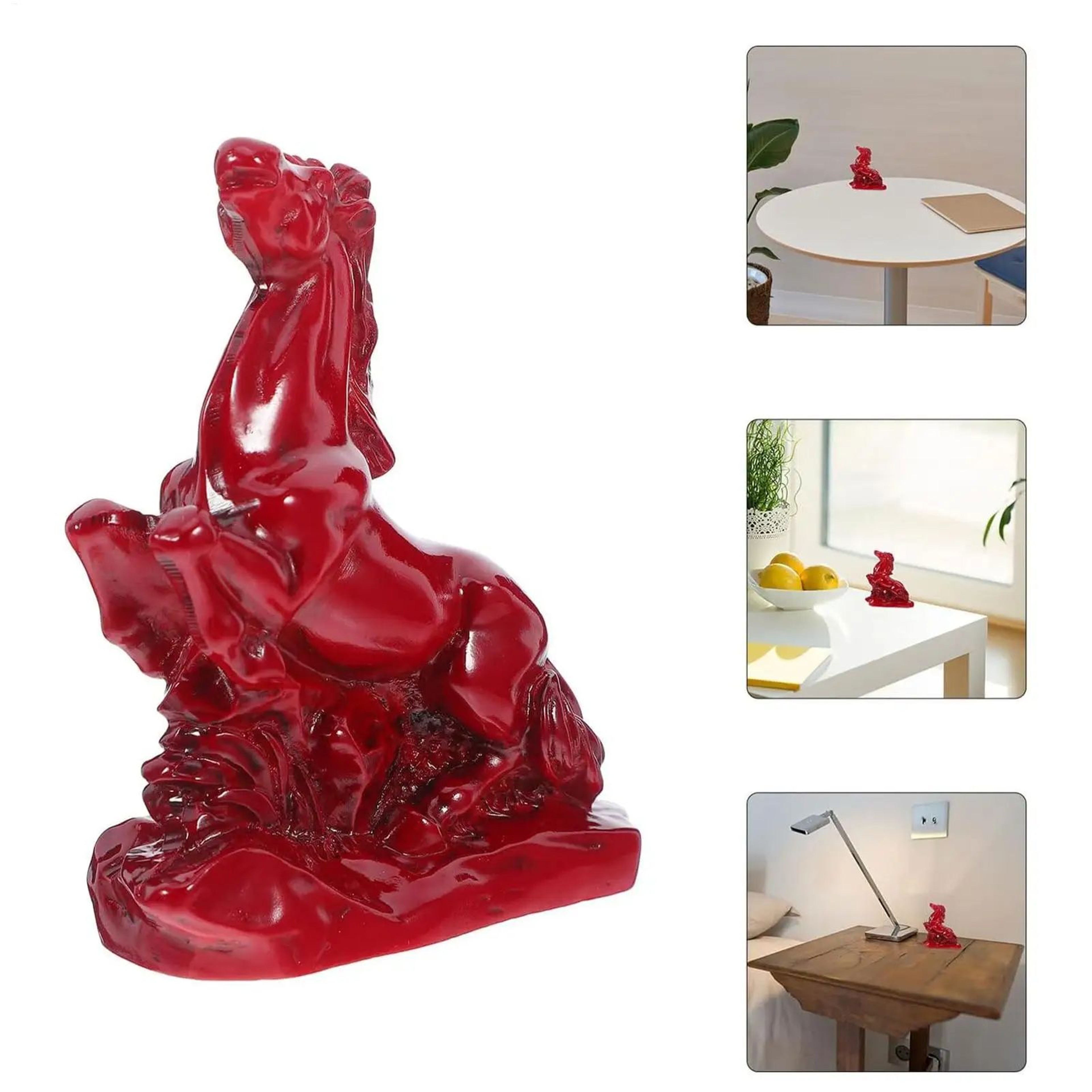 Fortune Red Feng Shui Horse Statue For Success  Resin Office Desk Decor 5