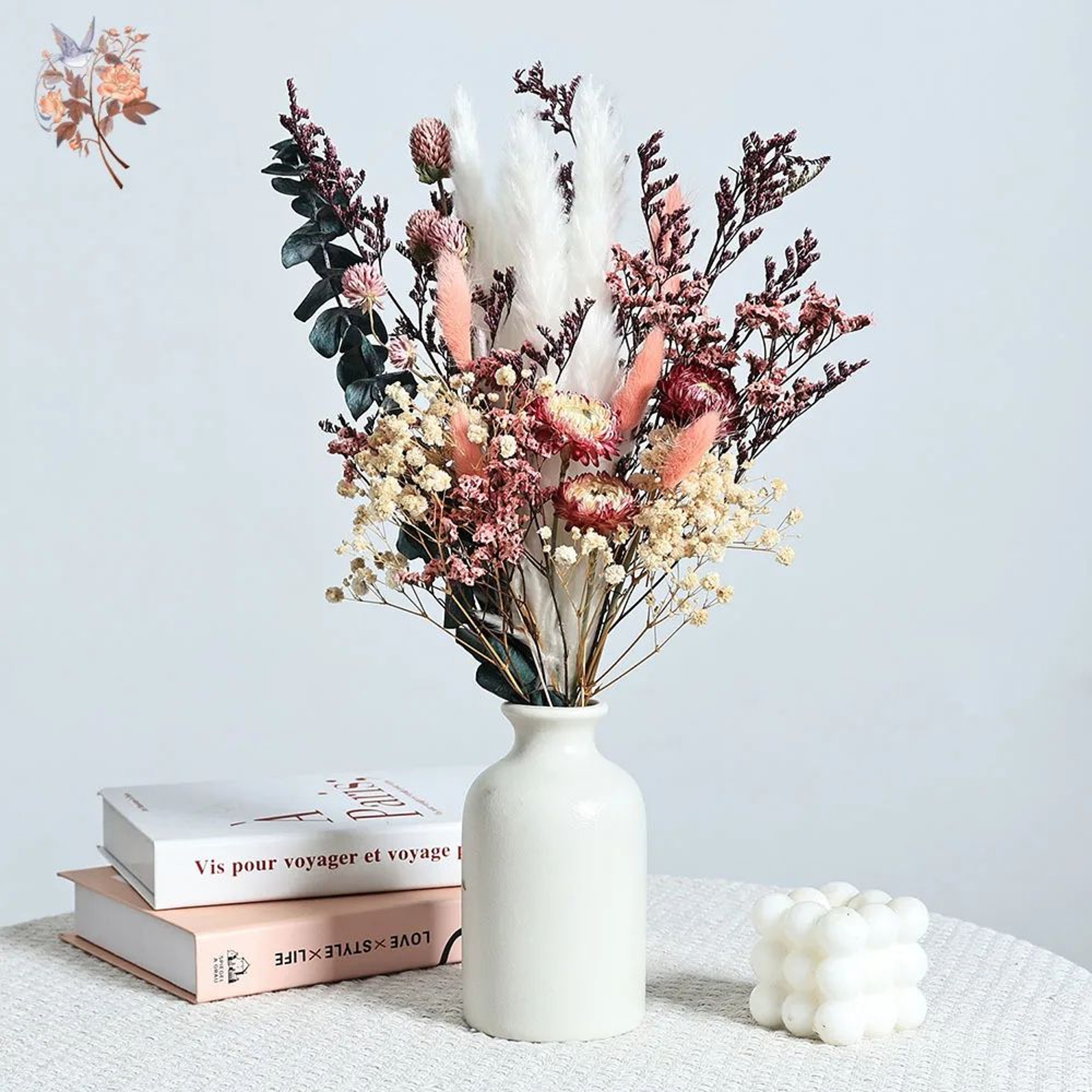 Boho Dried Flower Bouquet With Pampas Grass And Eucalyptus For Wedding Centerpieces  Home Decor 4