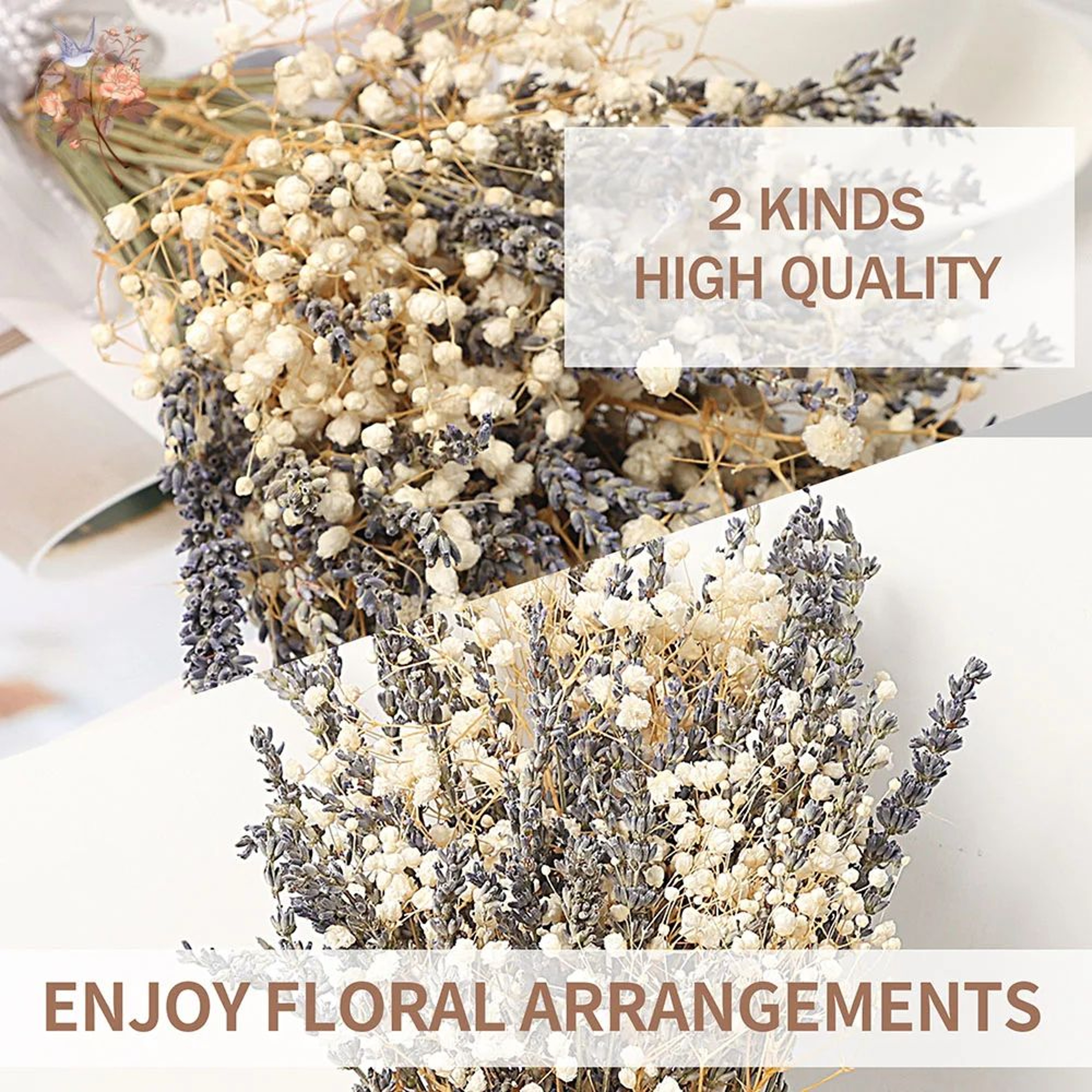 Lavender Bliss Dried Lavender Bouquet With Babys Breath For Romantic Home  Wedding Decor 3