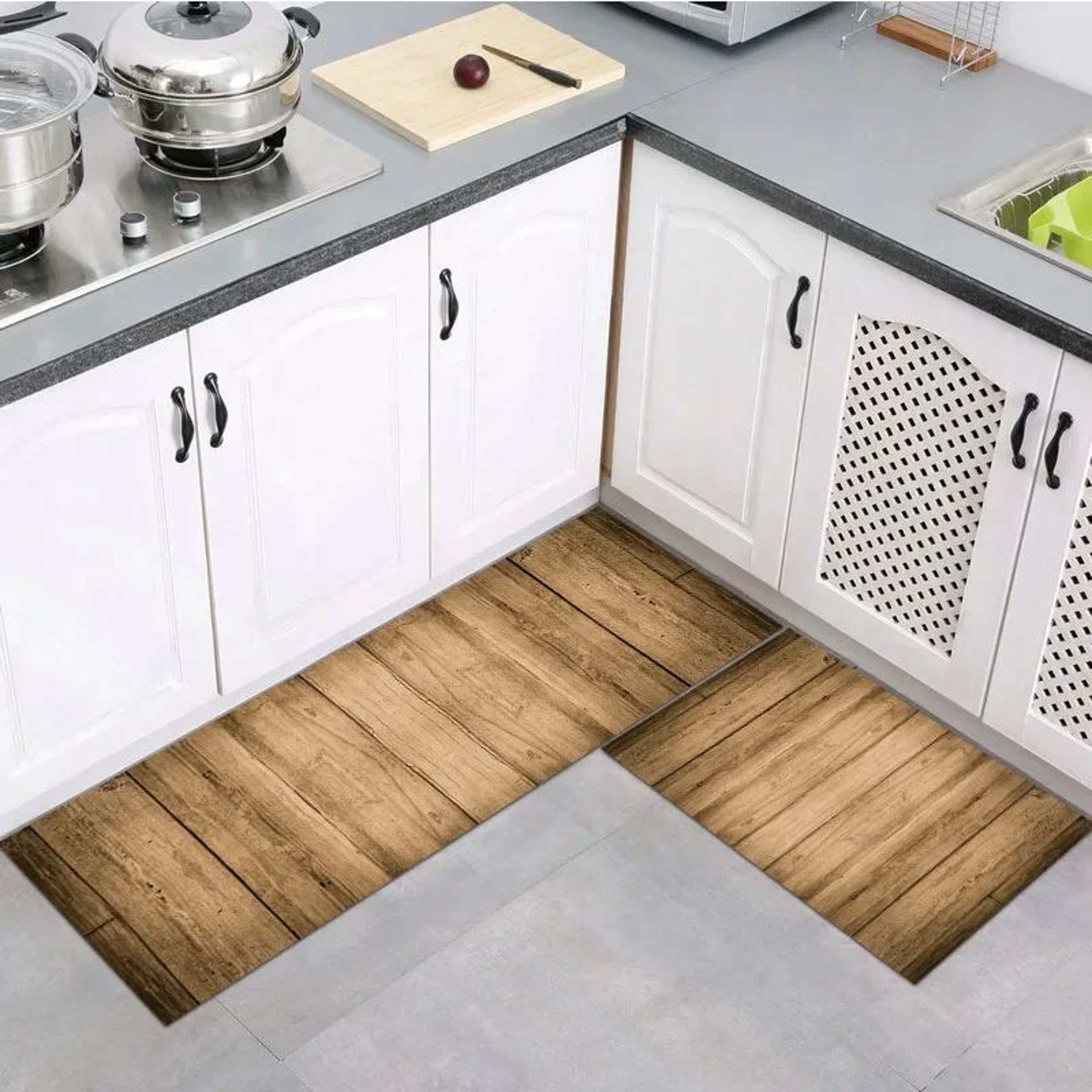 Modern Wood Grain NonSlip Floor Mat For Bathroom Kitchen  Entryway 7