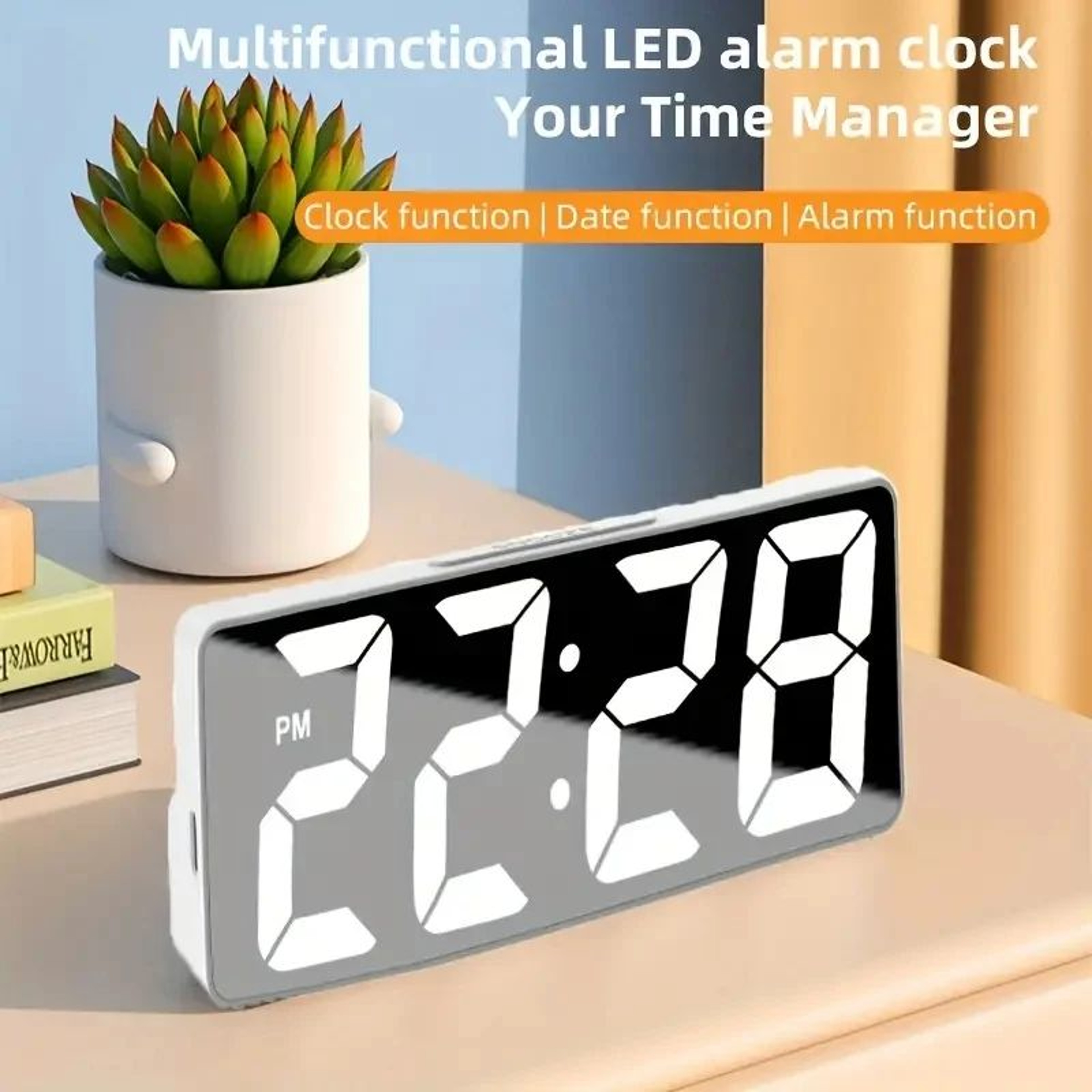 Modern LED Alarm Clock With Temperature Display  Adjustable Brightness 0