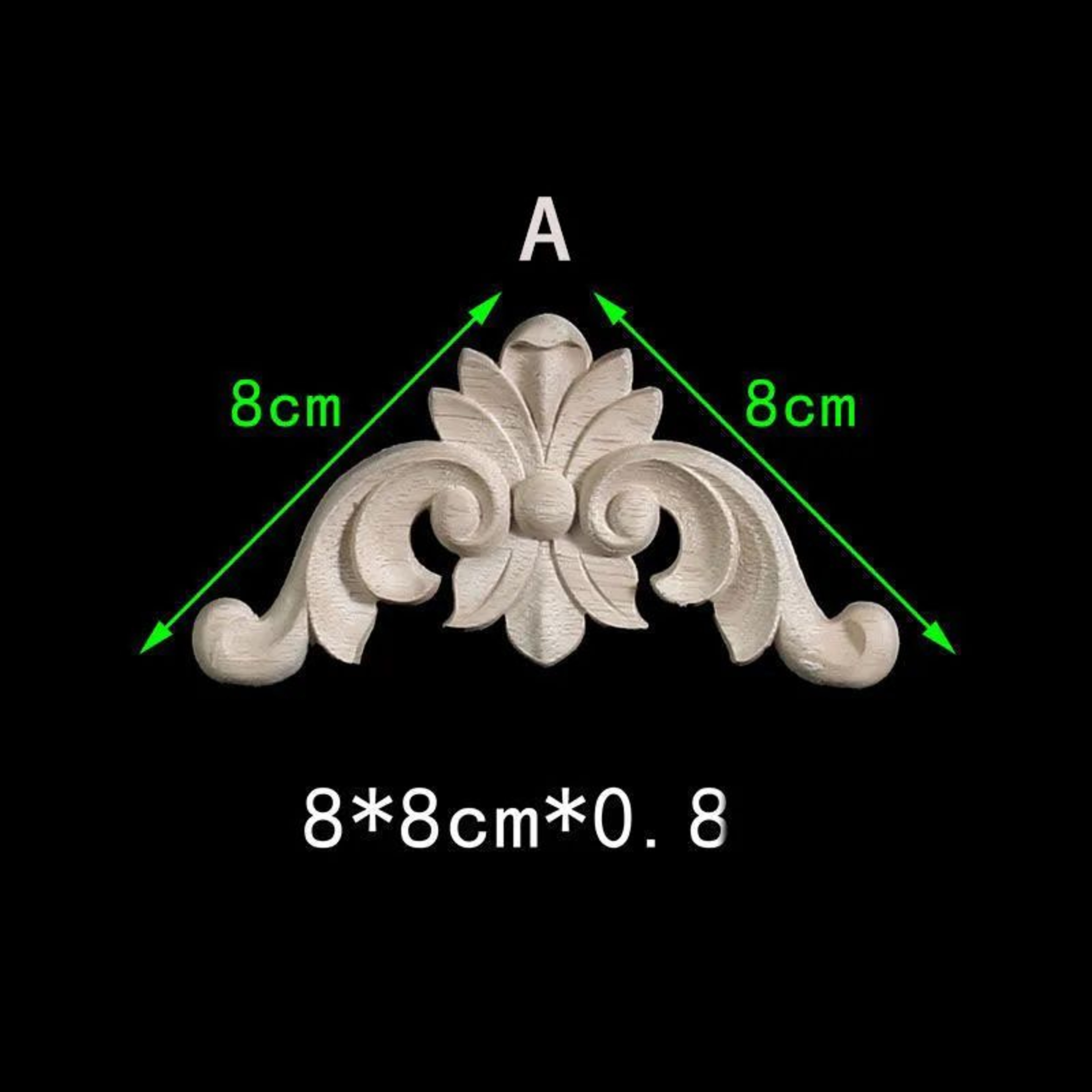 Floral Wood Carved Corner Onlay Furniture Applique Unpainted Decorative Trim 3