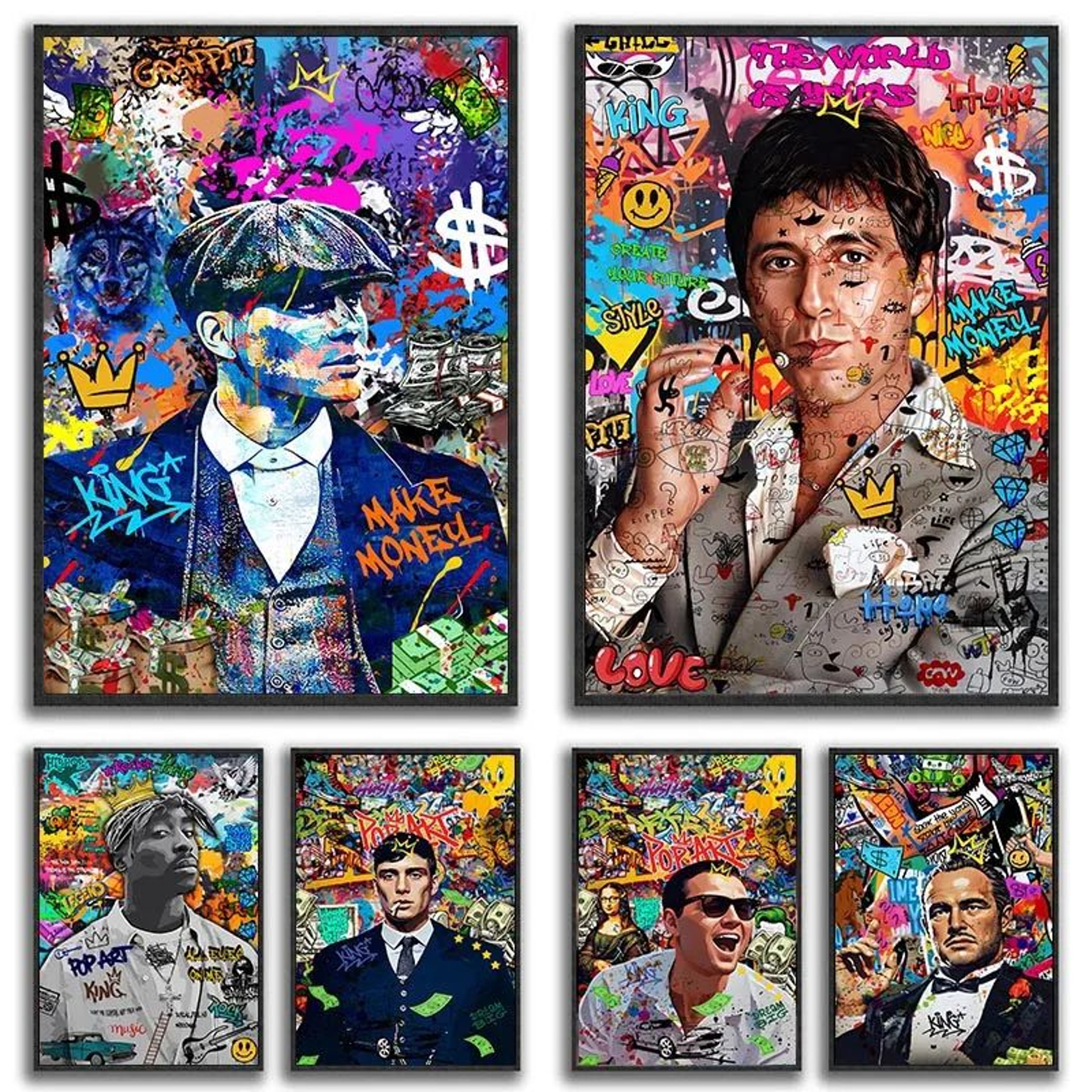 Retro Gangster Wall Art Graffiti Canvas Print For Street Style Home Decor 2